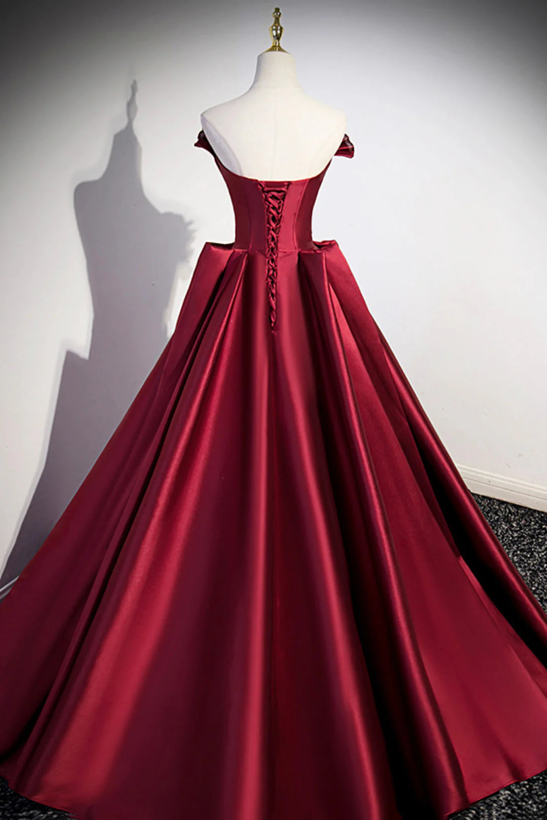 Burgundy Satin Long Prom Dress Burgundy A-Line Evening Dress simple gentle atmospheric and unique desi Bring summer colors to enhance white
