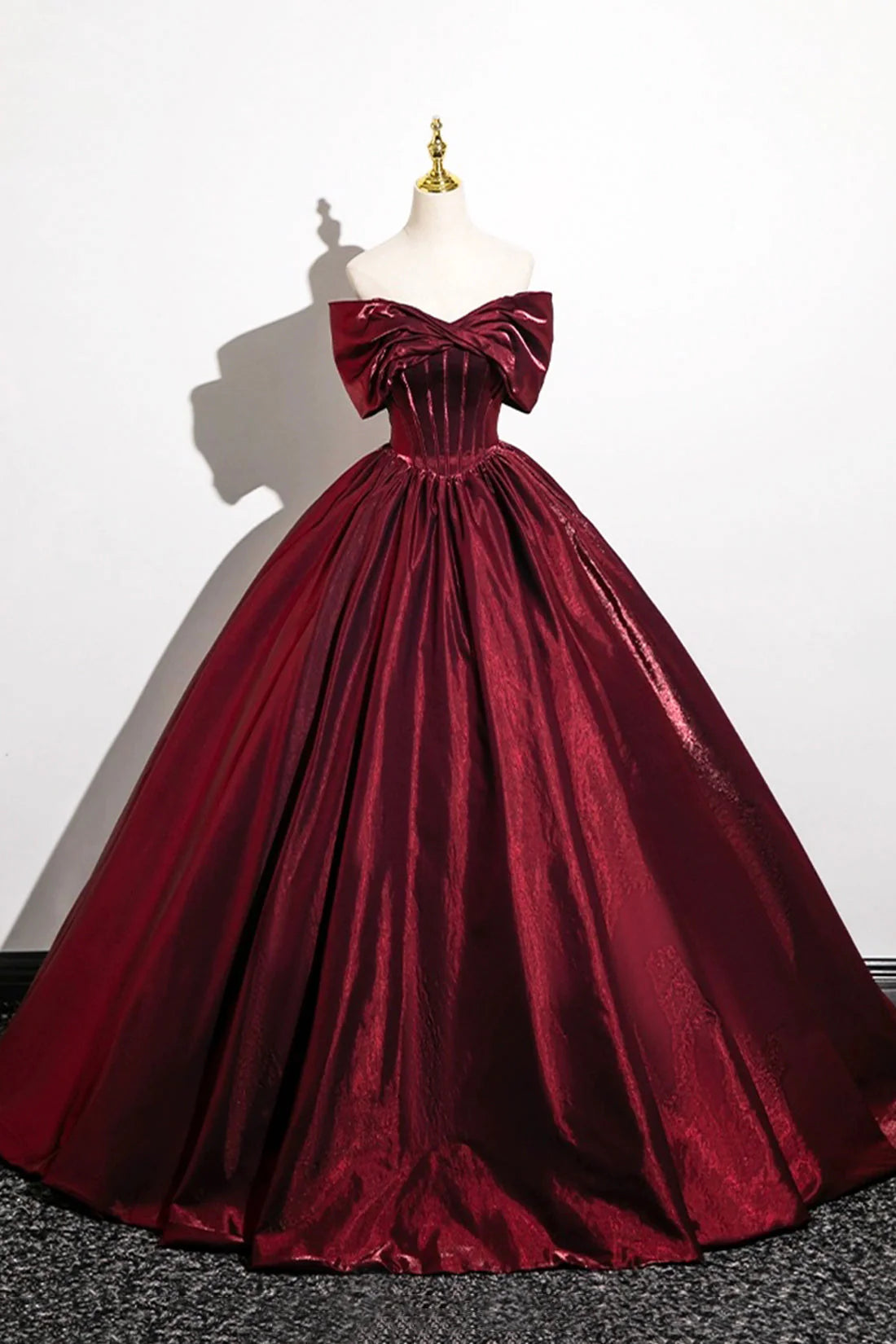 Burgundy Satin Long Prom Dress Burgundy Off the Shoulder Evening Party Dress simple gentle atmospheric and unique desi Bring summer