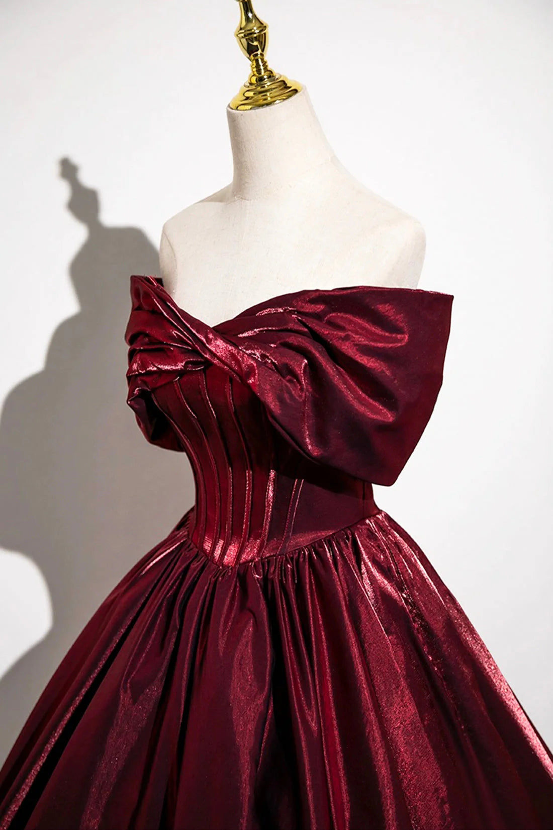 Burgundy Satin Long Prom Dress Burgundy Off the Shoulder Evening Party Dress simple gentle atmospheric and unique desi Bring summer