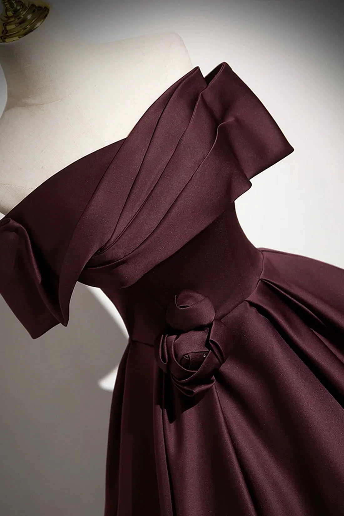 Burgundy Satin Long Prom Dress Burgundy Off the Shoulder Formal Dresssimple gentle atmospheric and unique desi Bring summer