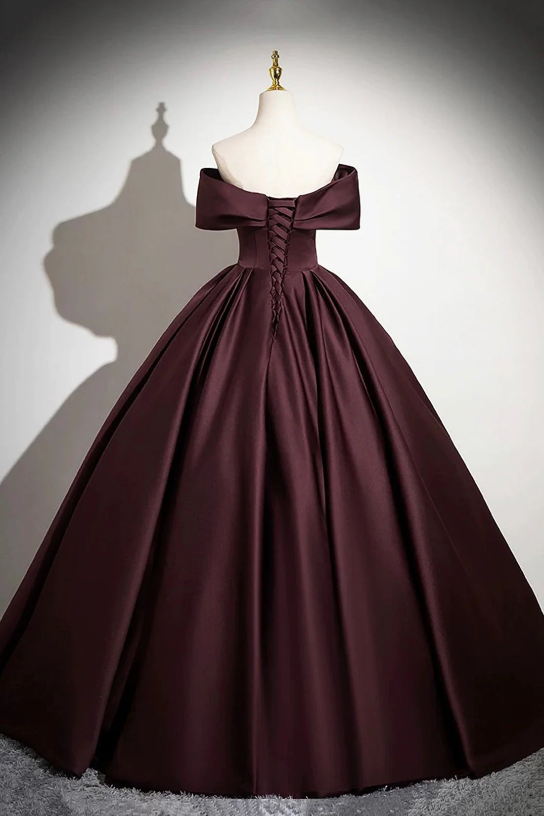 Burgundy Satin Long Prom Dress Burgundy Off the Shoulder Formal Dresssimple gentle atmospheric and unique desi Bring summer