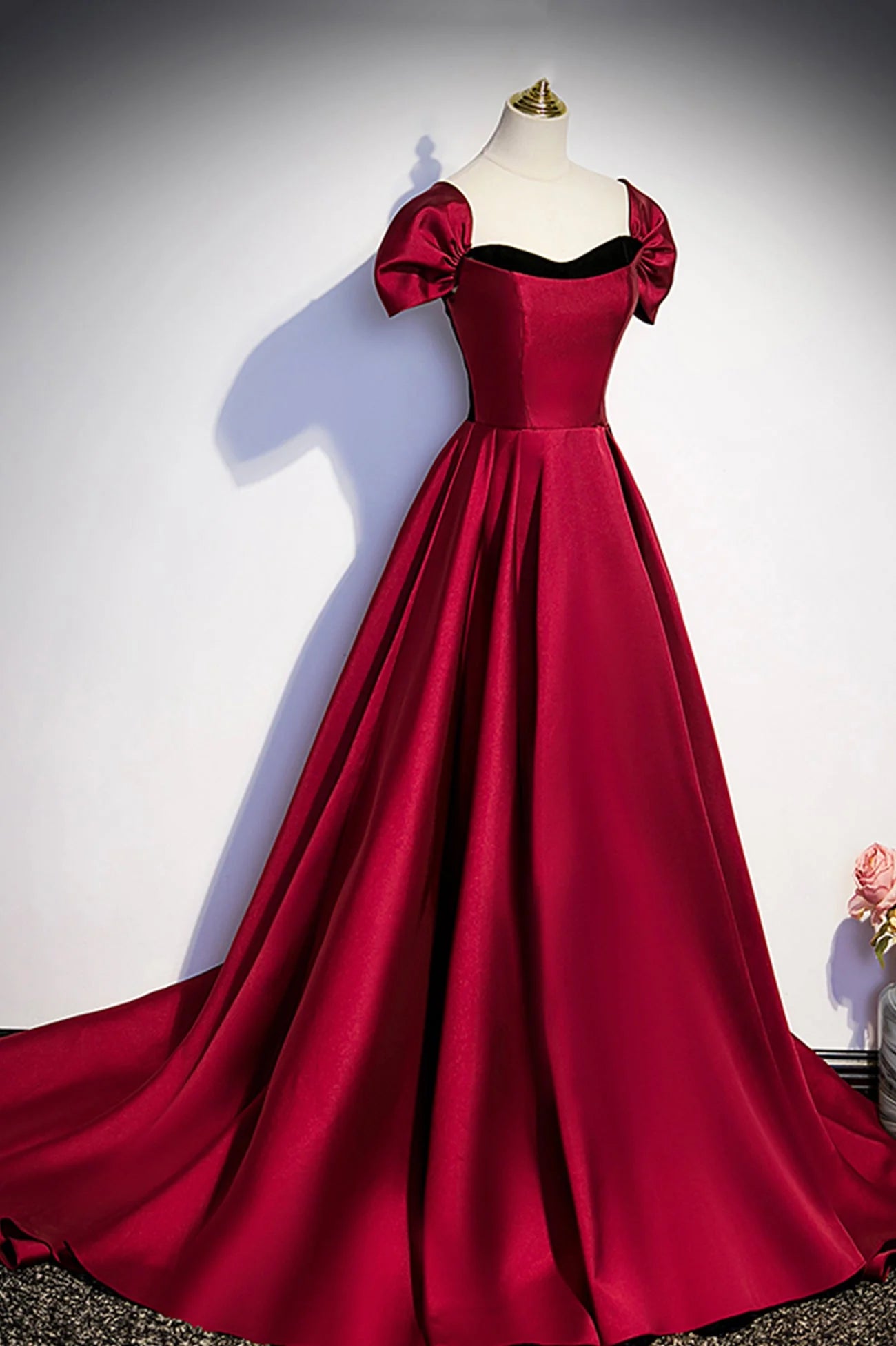 Burgundy Satin Long Prom Dress Simple A-Line Evening Party Dress simple gentle atmospheric and unique desi Bring summer colors to enhance white