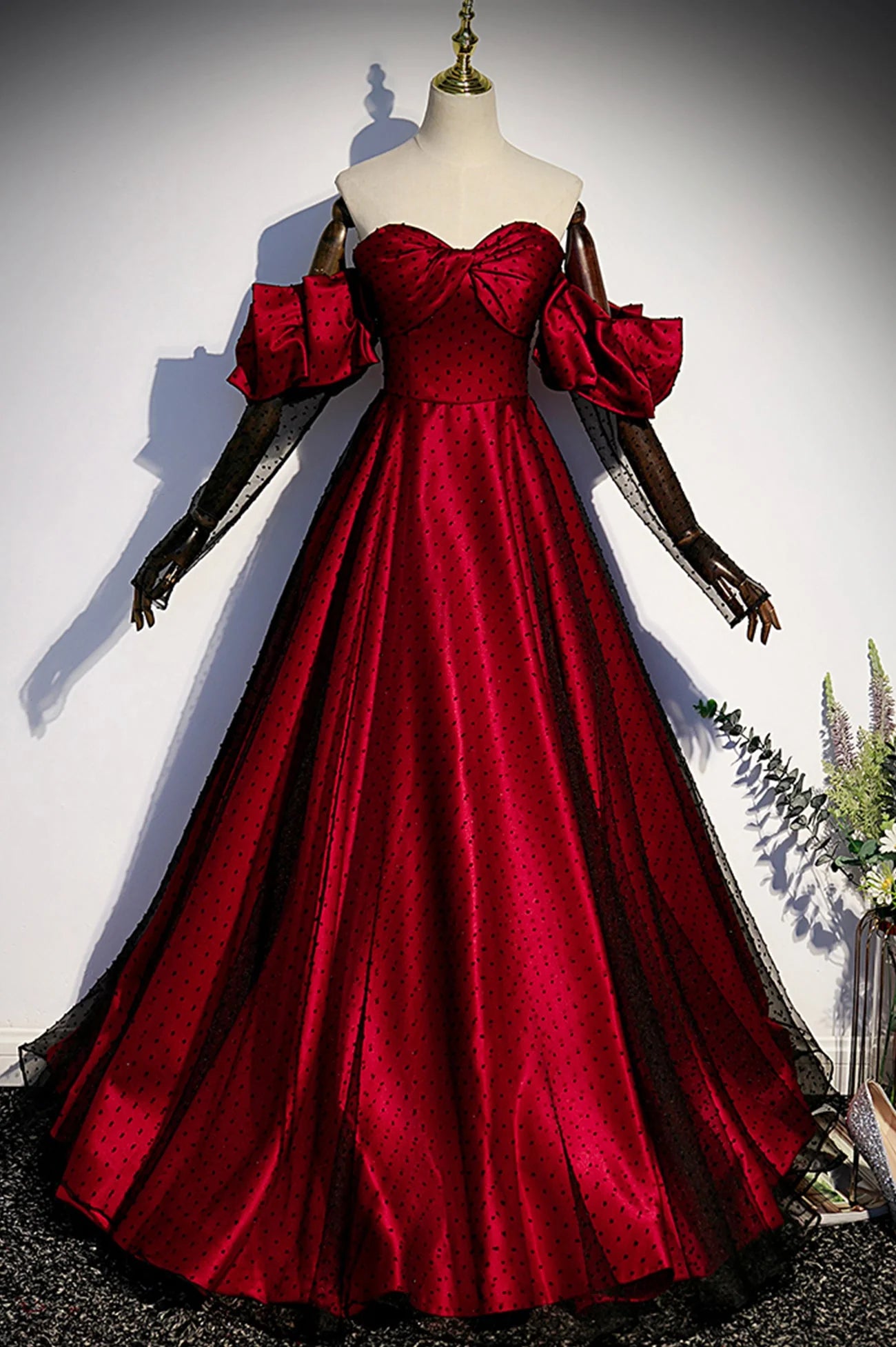 Burgundy Satin Tulle Long Prom Dress Off the Shoulder Formal Evening Dress simple gentle atmospheric and unique desi Bring summer colors to enhance whitenes