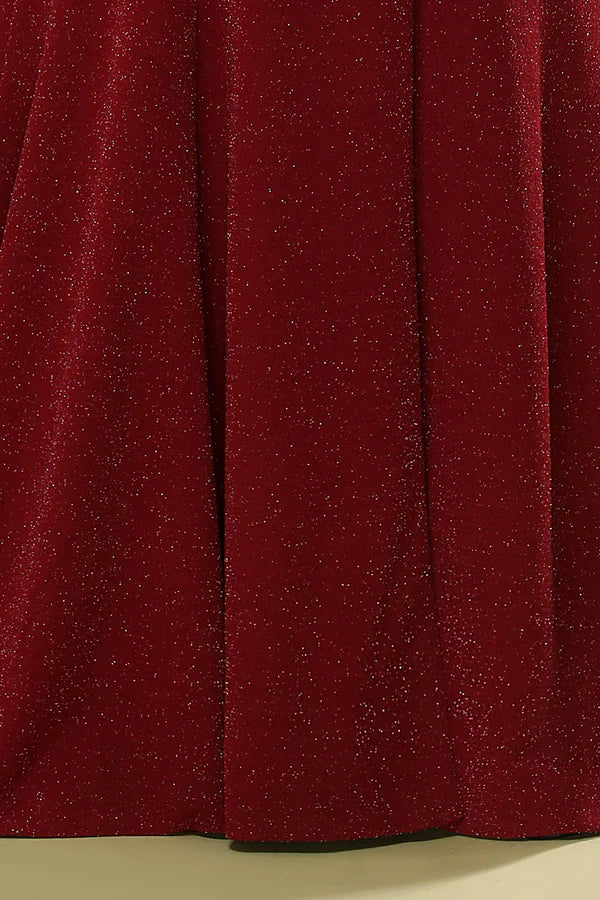 Burgundy V-neck Evening Dress Simple gentle atmospheric and unique design