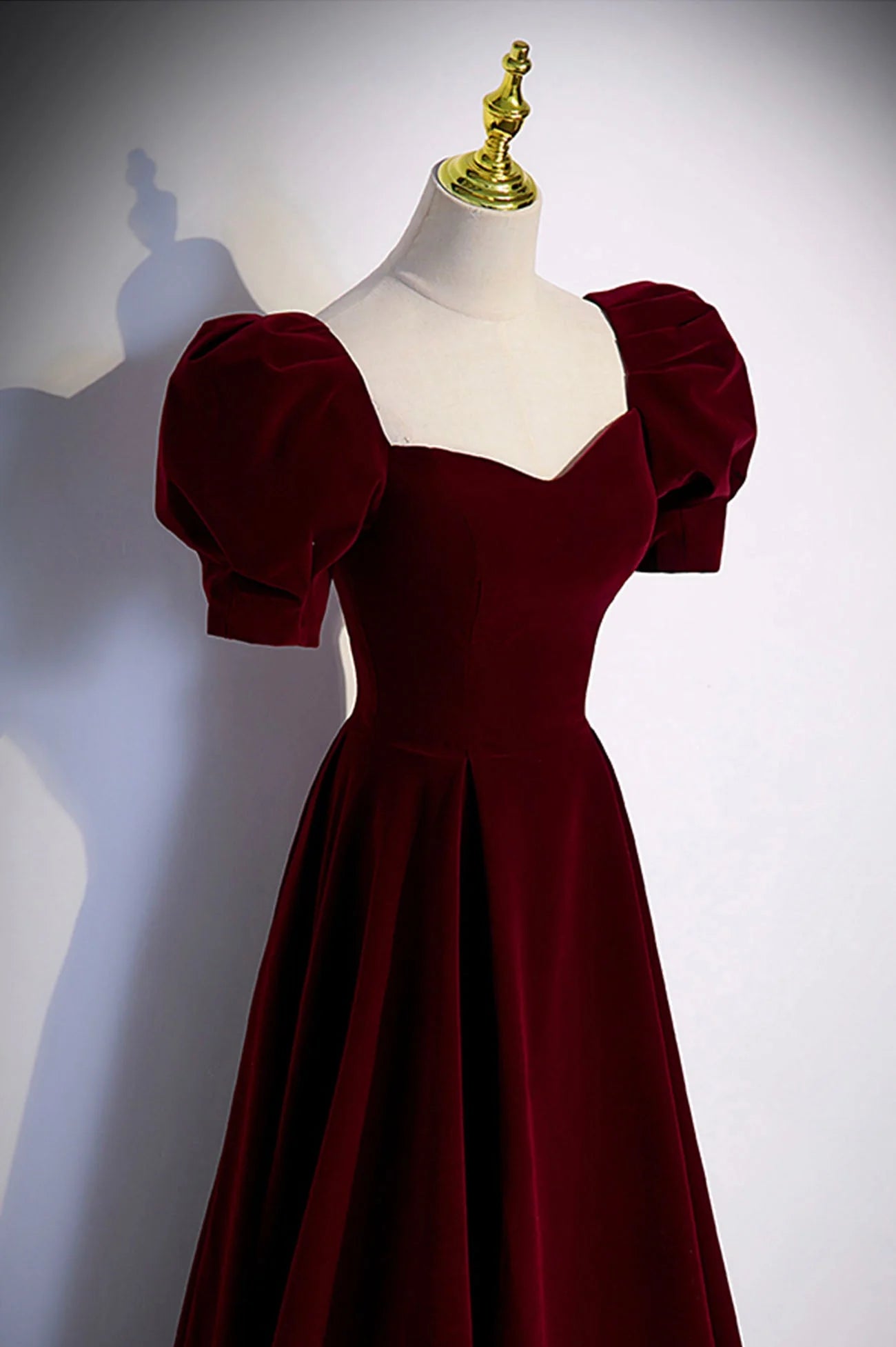 Burgundy Velvet Long A-Line Prom Dress Simple Short Sleeve Party Dress simple gentle atmospheric and unique desi Bring summer colors to enhance white