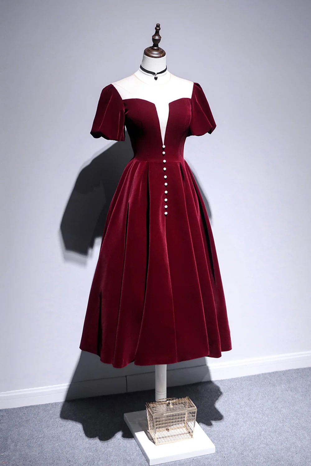 Burgundy Velvet Short Prom Dress Cute A-Line Party Dress simple gentle atmospheric and unique desi Bring summer colors to enhance white