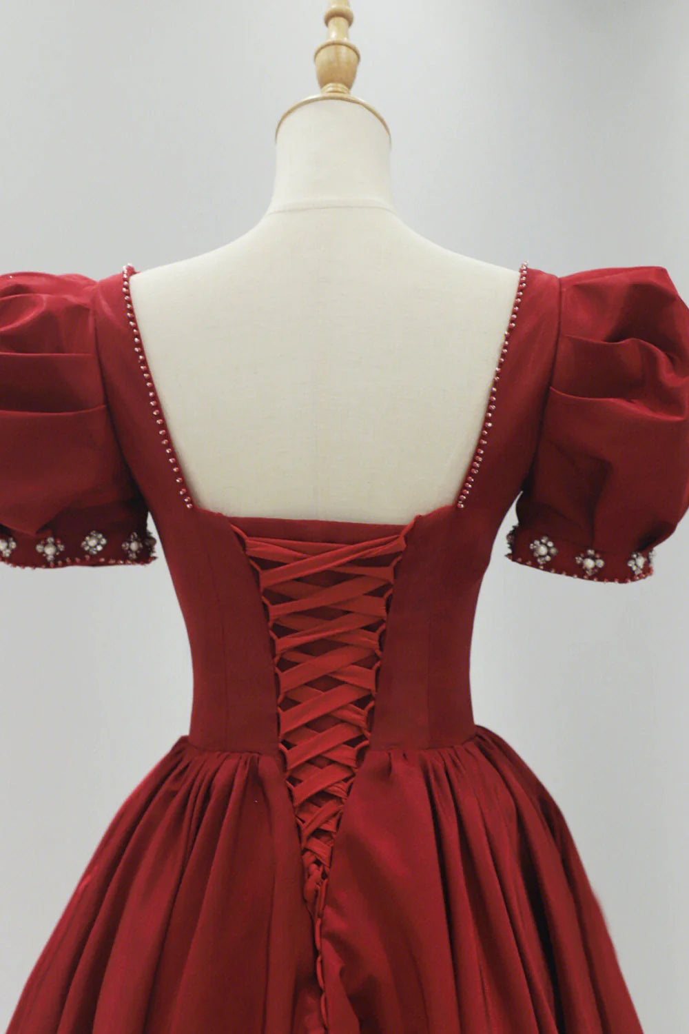 Burgundy Velvet Tea Length Prom Dress A-Line Party Dress with Bow  simple gentle atmospheric and unique desi Bring summer colors to enhance white