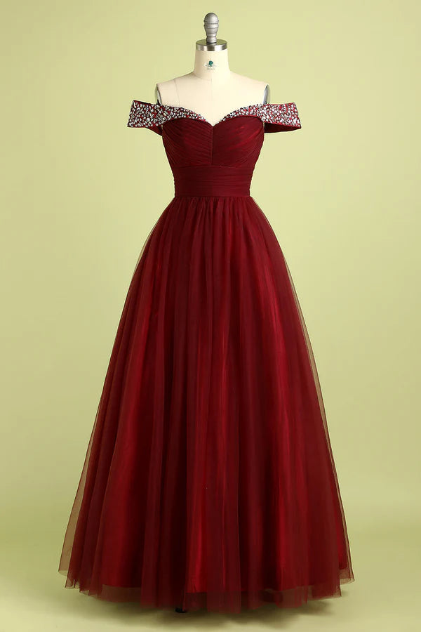 Burgundy Ball Gown Simple gentle atmospheric and unique design