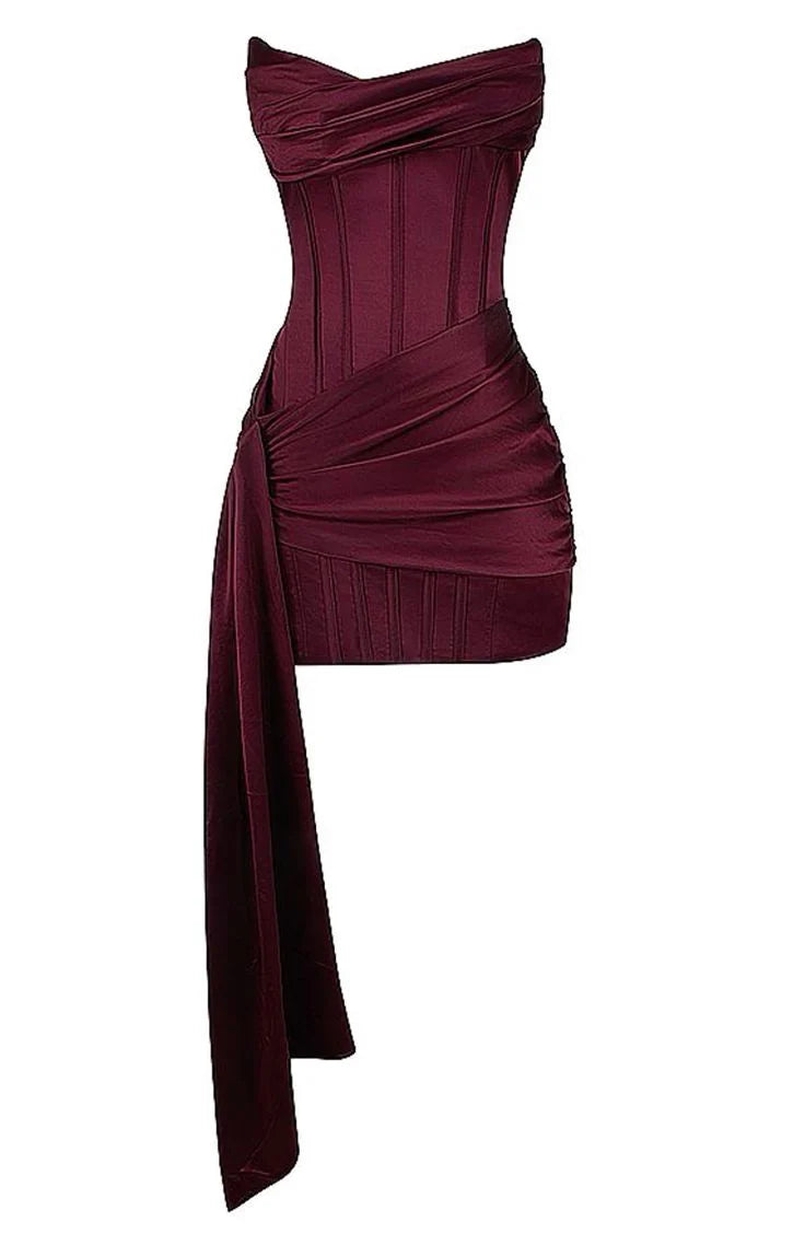Burgundy short party dress satin homecoming dress simple gentle atmospheric and unique desi Brin