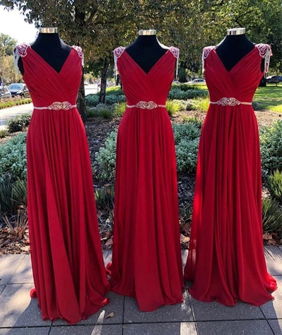 Burgundy v neck chiffon long prom dress burgundy evening dress  simple gentle atmospheric and unique desi Bring summer colors to enhance whiteness