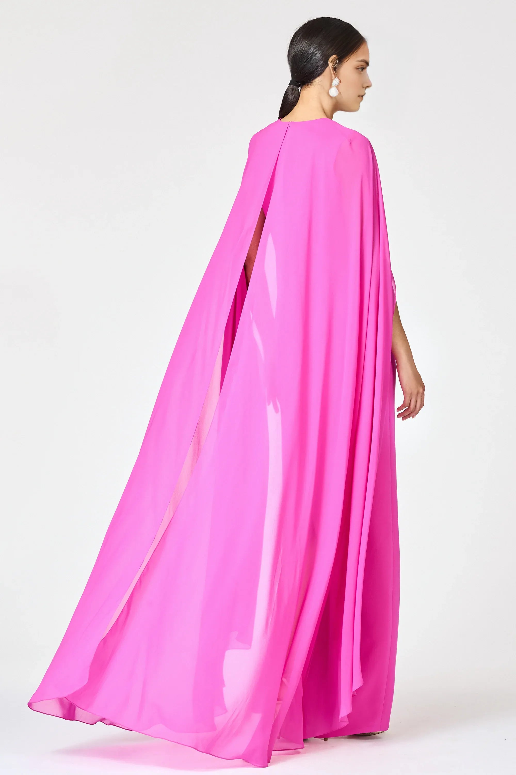 Caped Sheath Crew Neck Flower Accent Sleeveless Zipper Back Floor Length For Ladies Evening Dress
