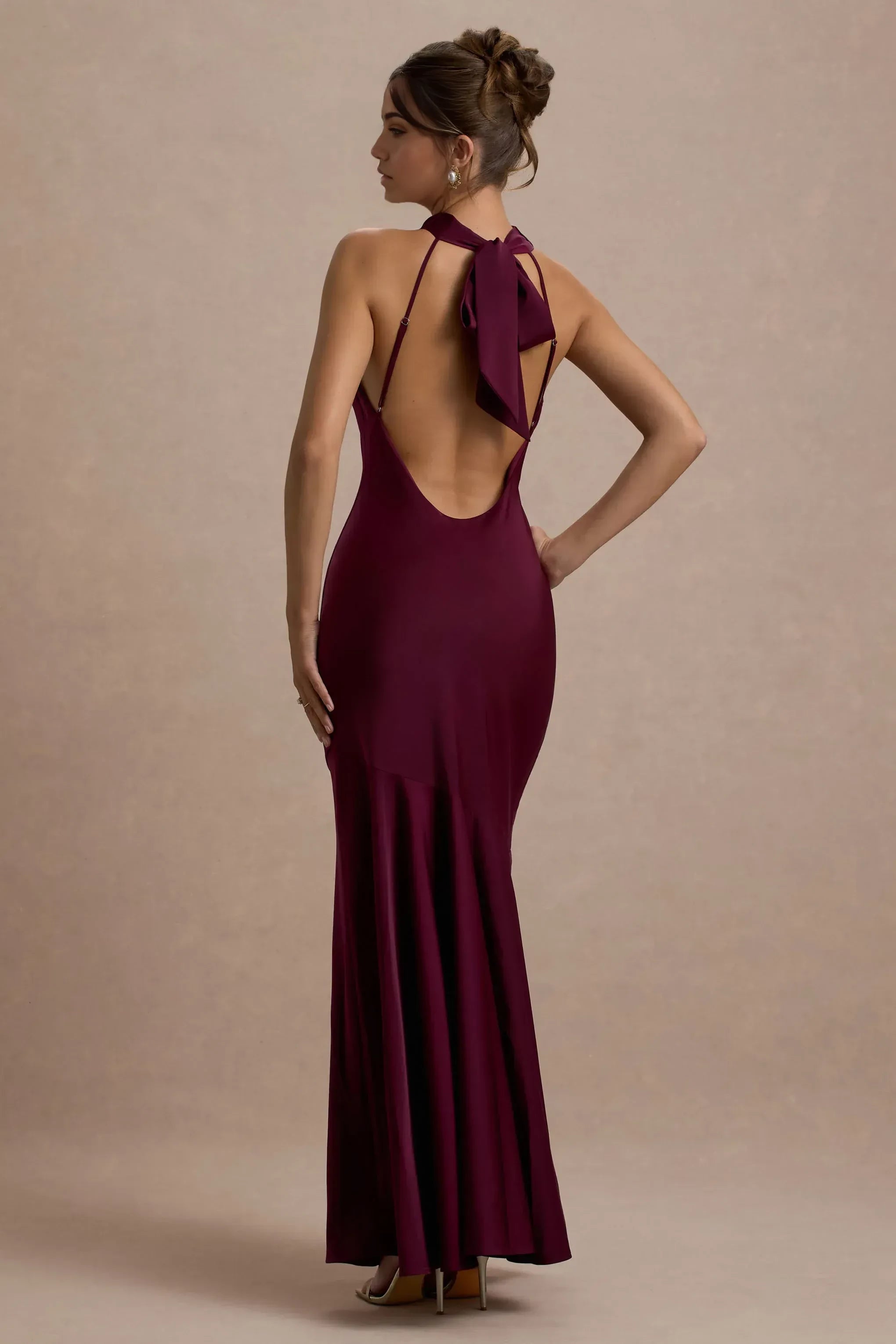 Captivating Mermaid Cowl Neck Sleeveless Open Back Floor Length Prom Dress