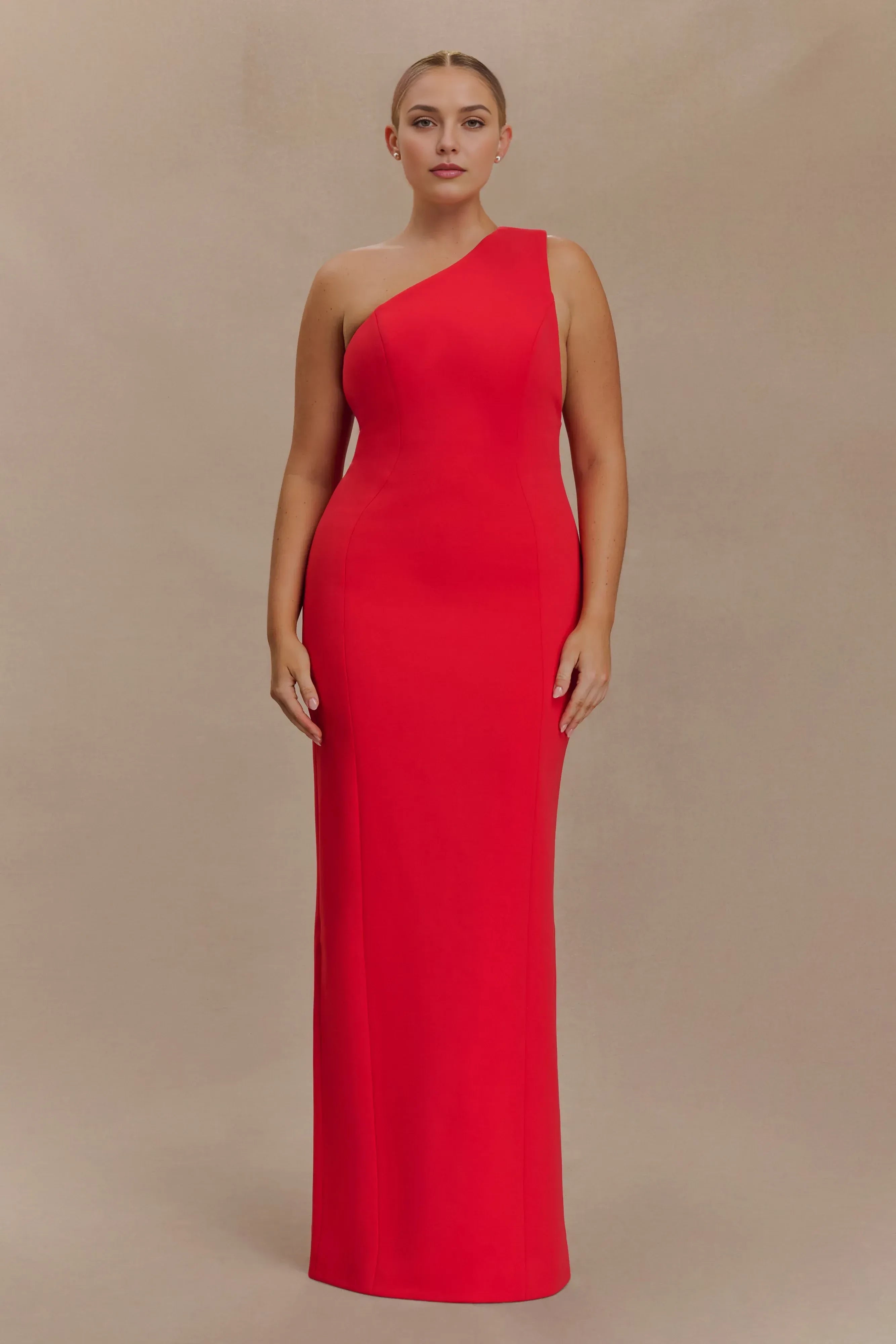 Captivating Plus Size Sheath One Shoulder Sleeveless Back Slit Floor Length Prom Dress
