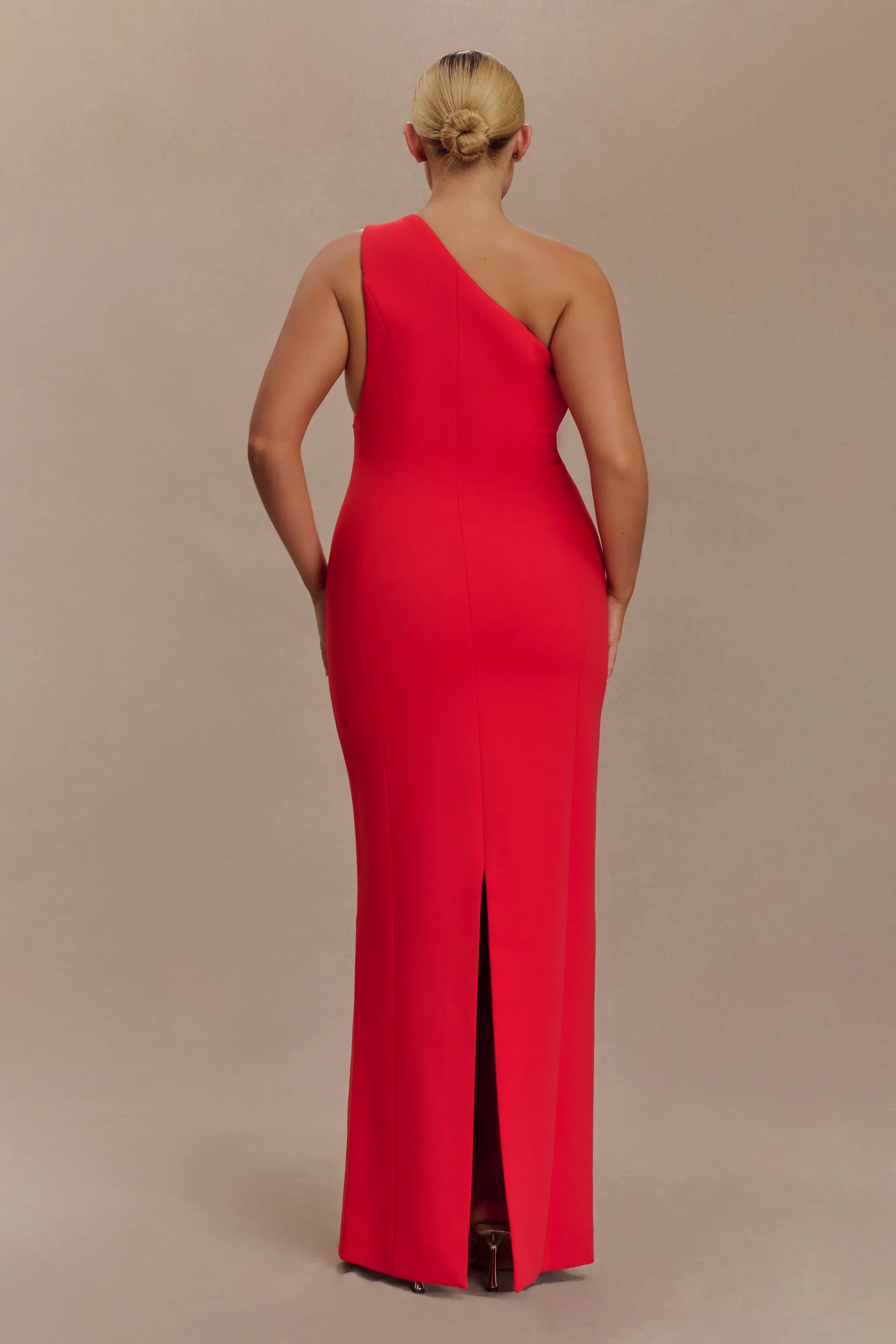 Captivating Plus Size Sheath One Shoulder Sleeveless Back Slit Floor Length Prom Dress