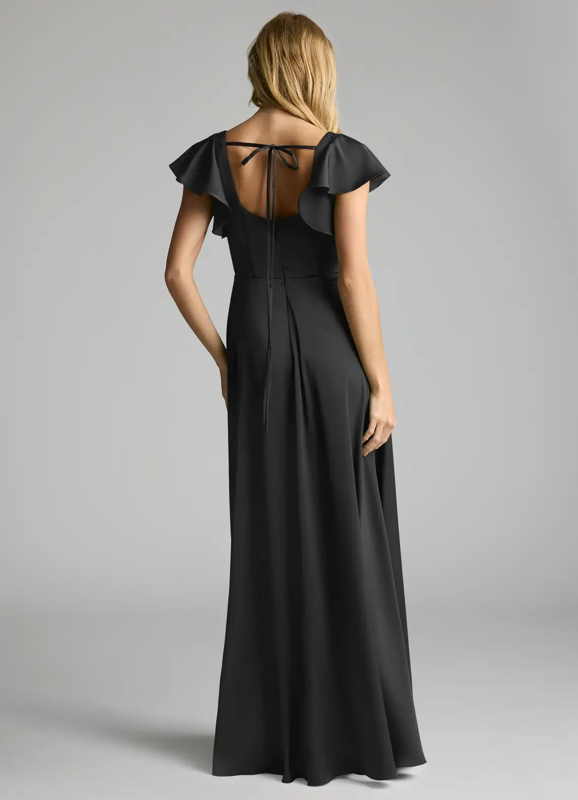 Champagne Satin Cowl Neck Maxi Dress with Draped Scarf Black A-Line Bow Stretch Satin Dress Bridesmaid Dresses
