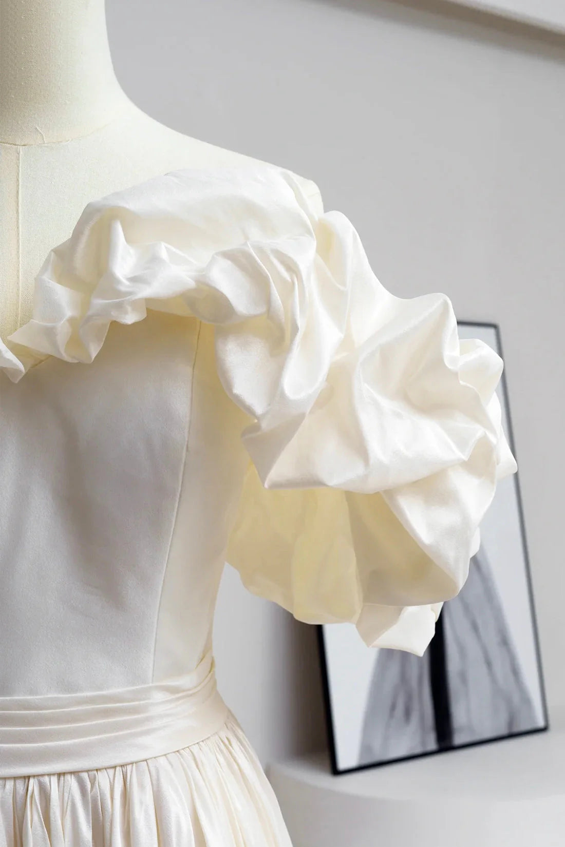 Champagne Satin Floor Length Prom Dress Off the Shoulder A-Line Evening Party Dress simple gentle atmospheric and unique desi Bring summer colors to enhance white