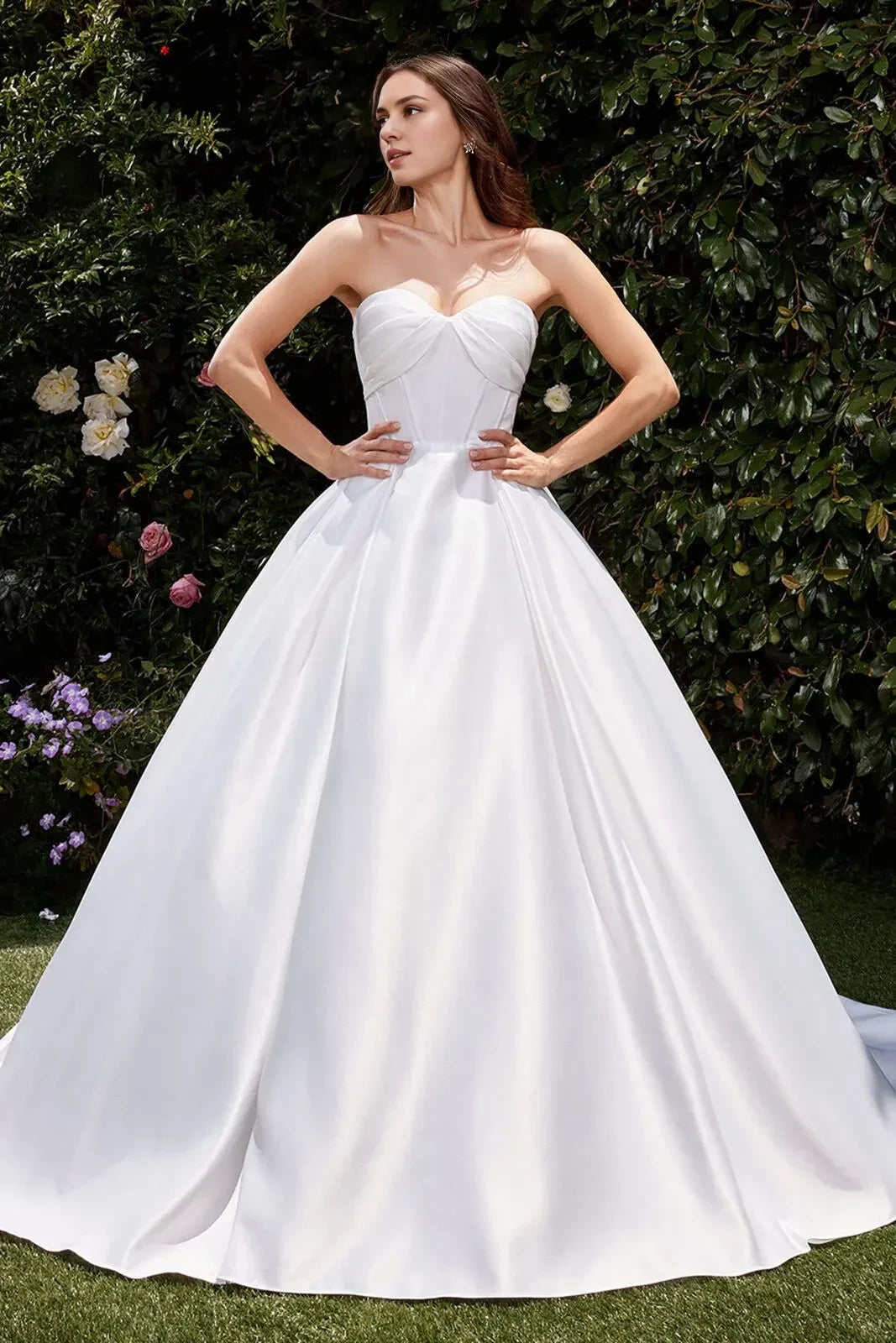 Charming Ball Gown Strapless Sleeveless Lace Up Back Floor Length Wedding Dress