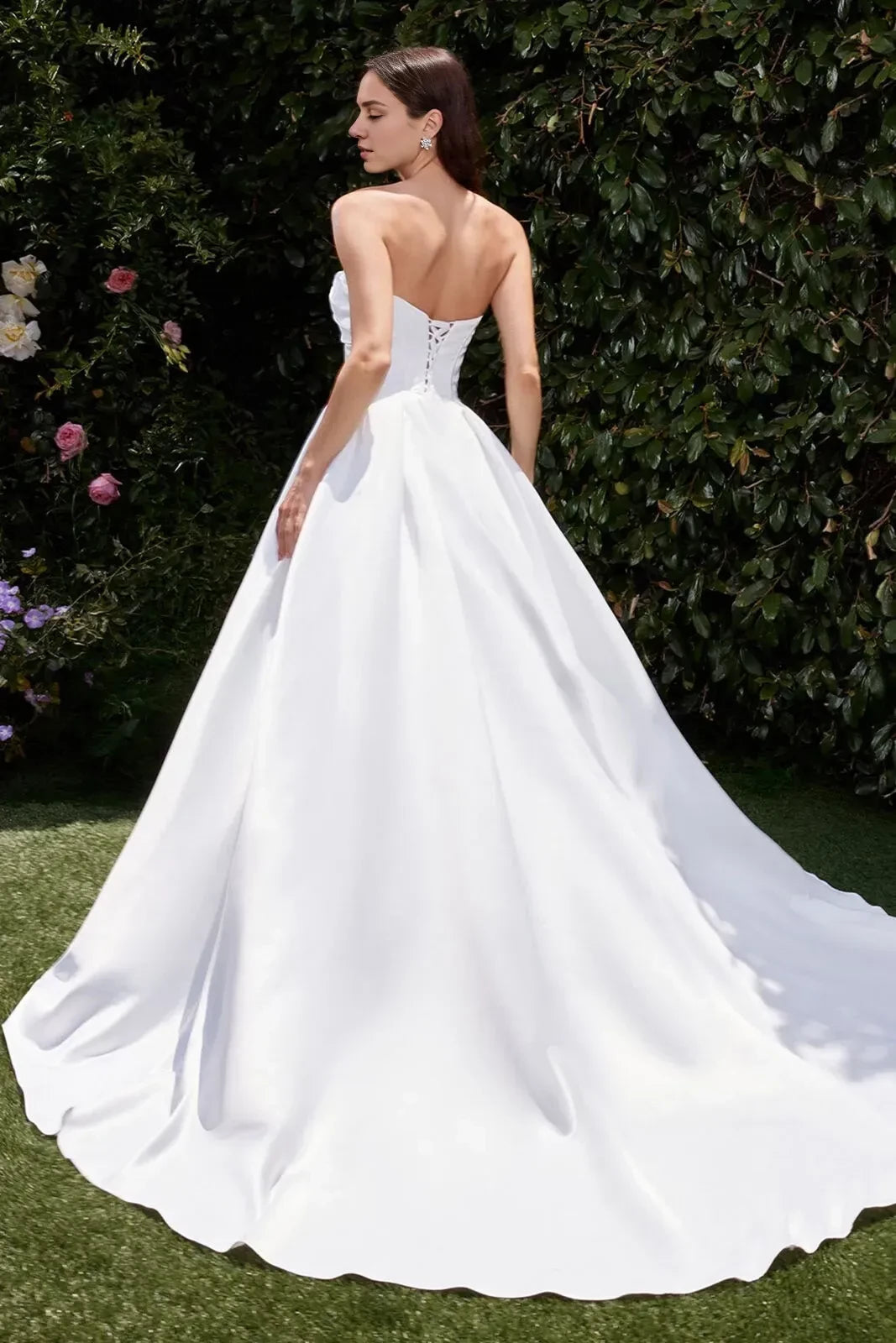 Charming Ball Gown Strapless Sleeveless Lace Up Back Floor Length Wedding Dress