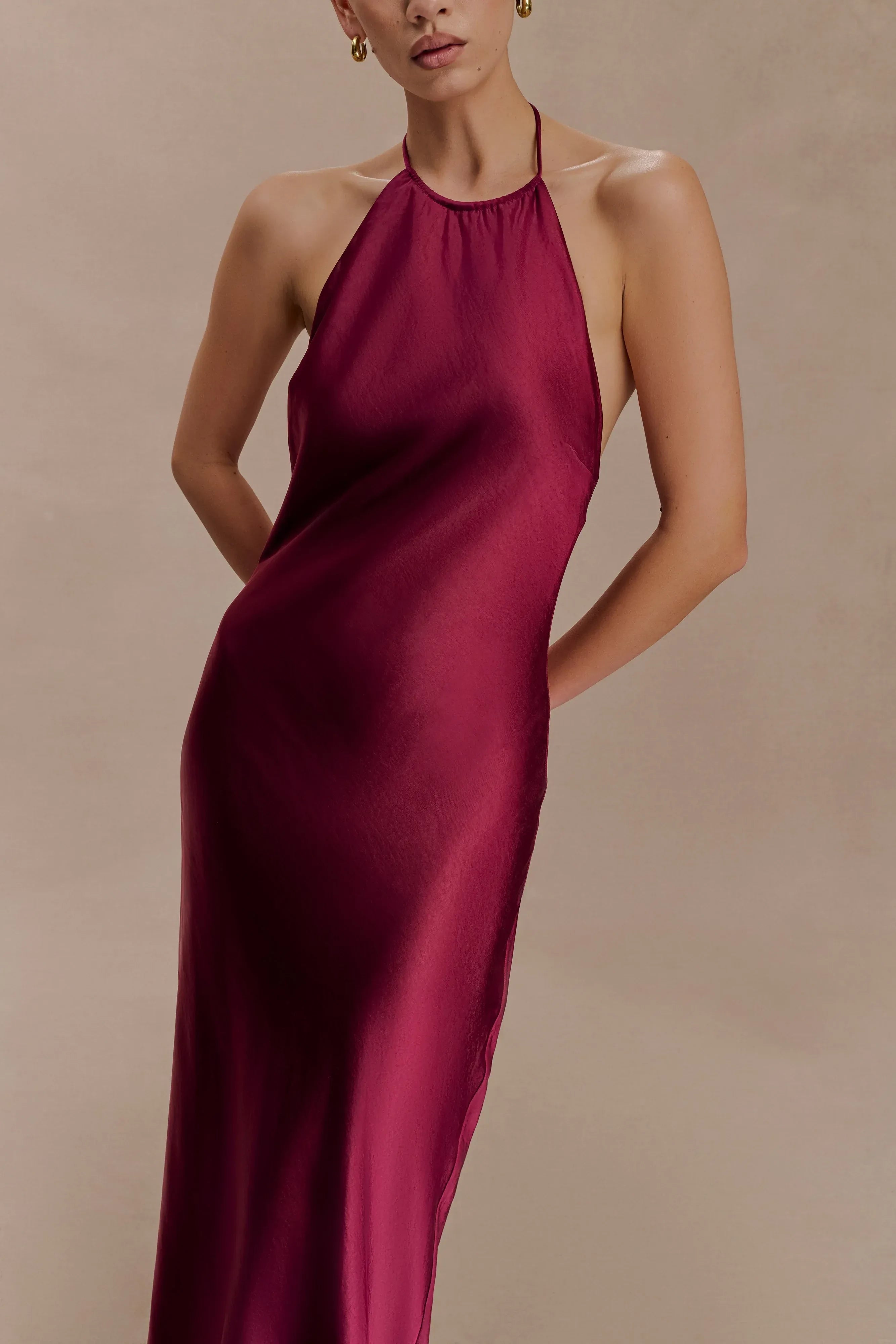 Charming Sheath Halter Neck Sleeveless Open Back Floor Length Prom Dress