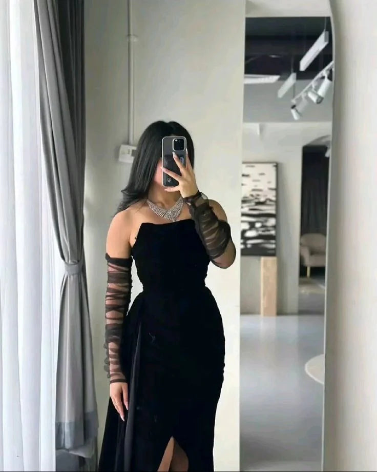 Charming Black Strapless Long Formal Party Dress Evening Gown simple gentle atmospheric and unique desi Bring summer colors to enhance whiteness