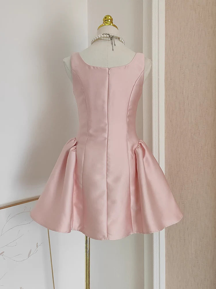 Cheap A line Straps Light Pink Satin Short Homecoming Dresses Birthday Outfits simple gentle atmospheric and unique desi Bring summer colors to enhance whiteness