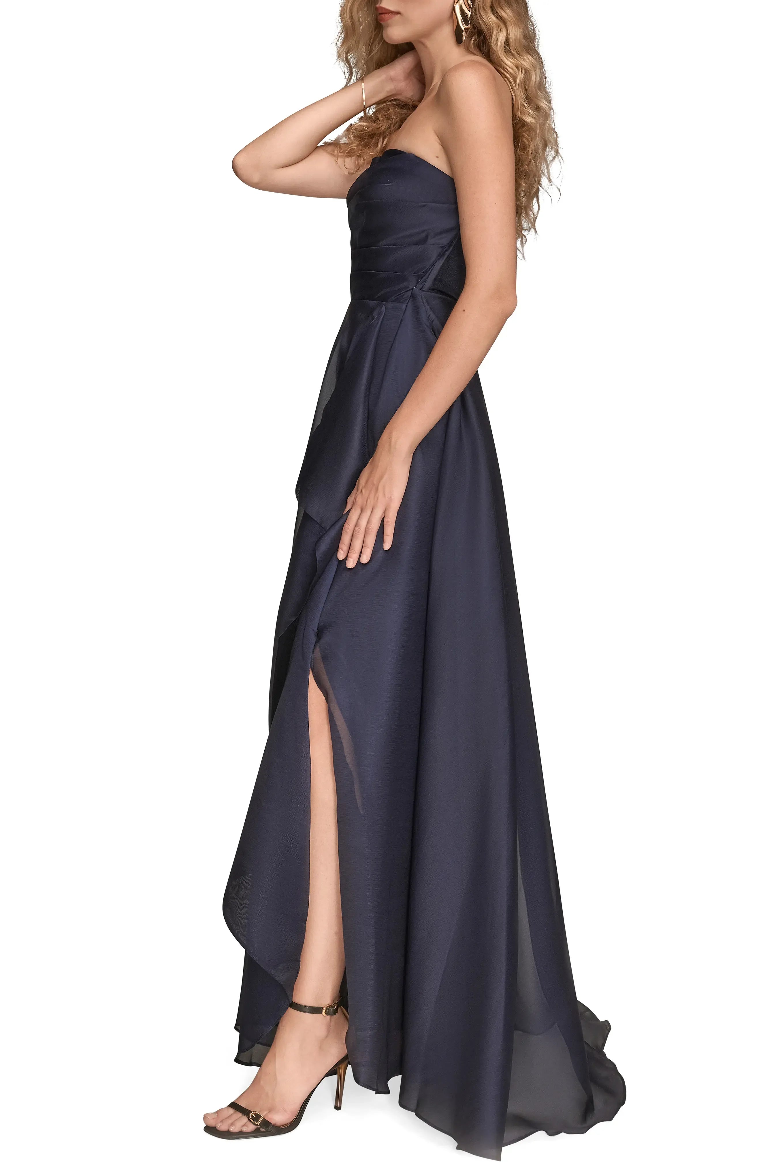 Chic A-Line Strapless Sleeveless Zip Back Hi Lo For Ladies Evening Dress