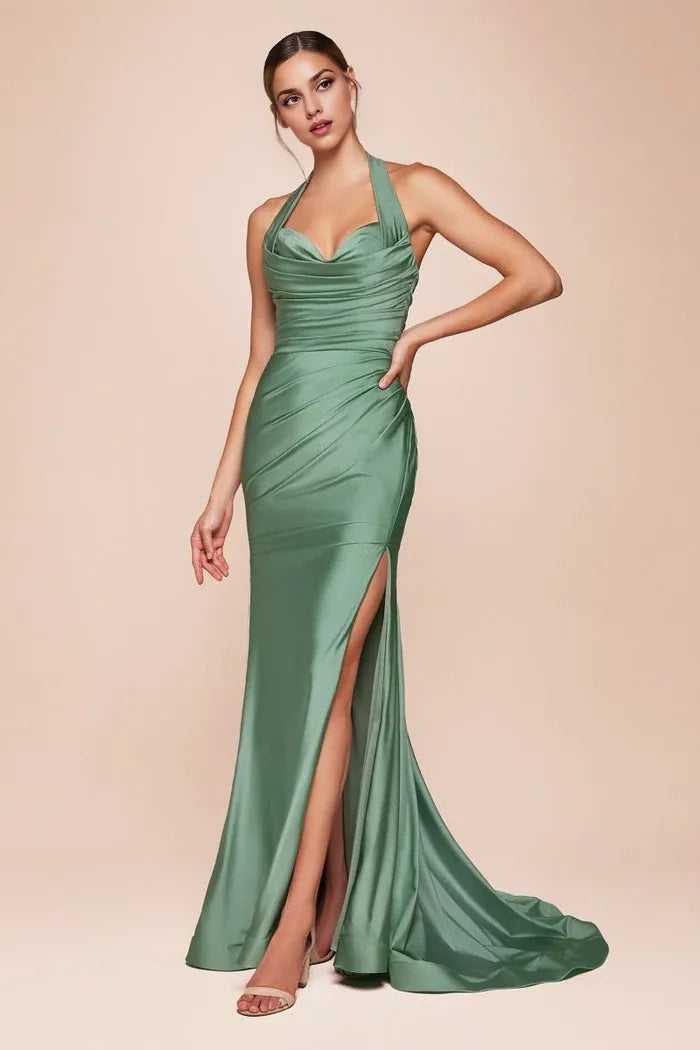 Chic Mermaid Halter Sweetheart Sleeveless Open Back Floor Length For Adults Prom Dress