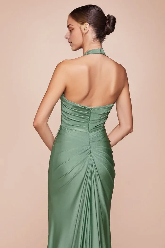Chic Mermaid Halter Sweetheart Sleeveless Open Back Floor Length For Adults Prom Dress
