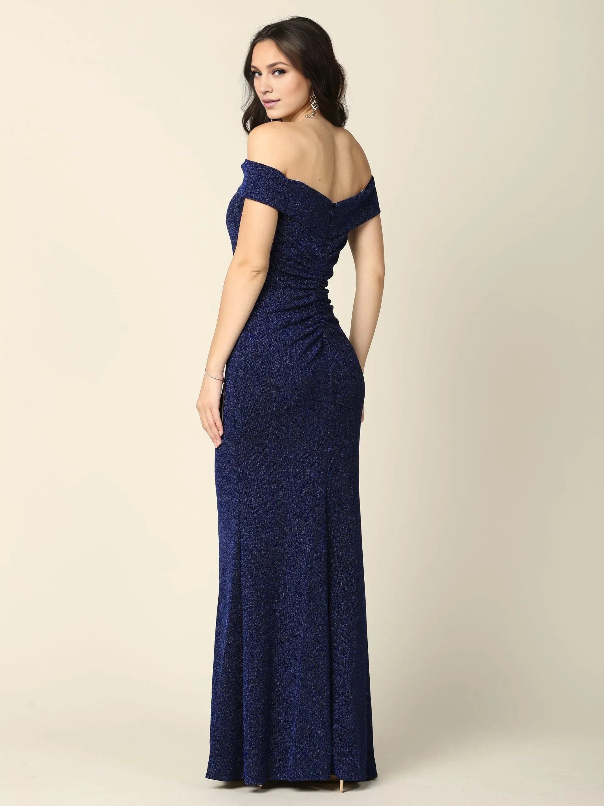 Chic Mermaid Off-the-Shoulder Sleeveless Ruched Back Floor Length Prom Dress