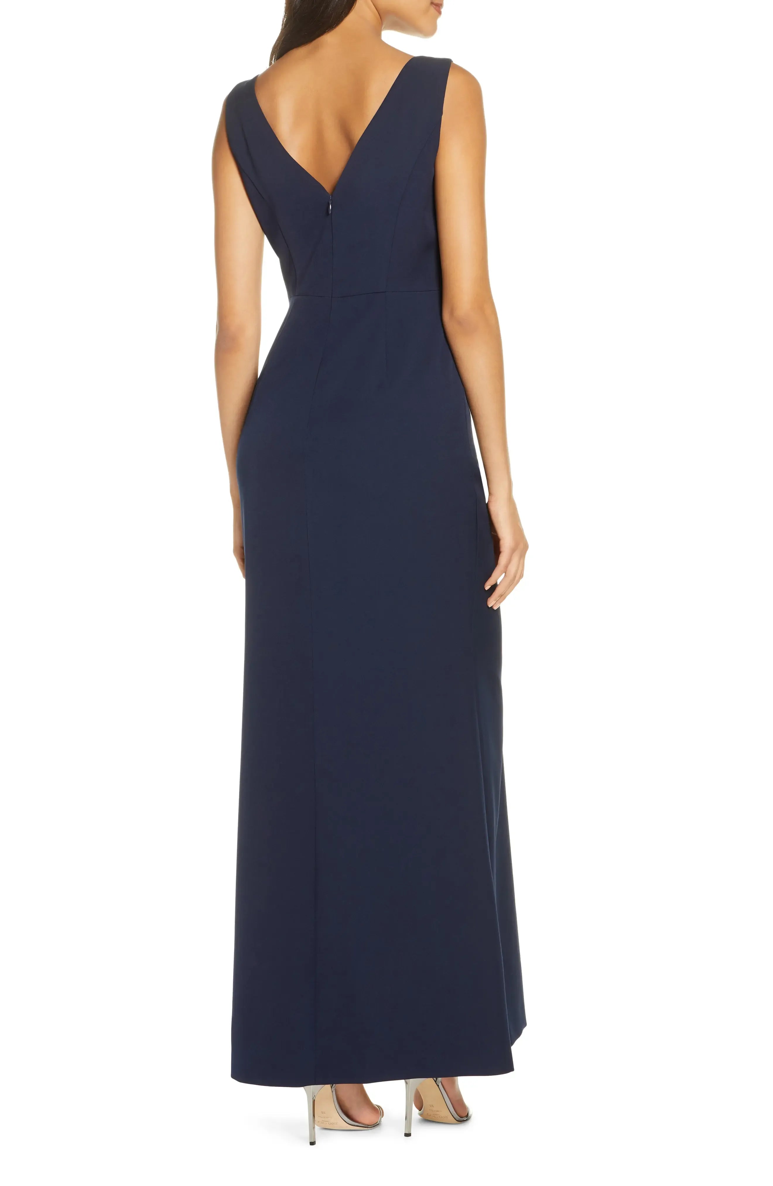 Chic Ruffled Mermaid Boat Neck Sleeveless V Back Floor Length For Sale Prom Dress