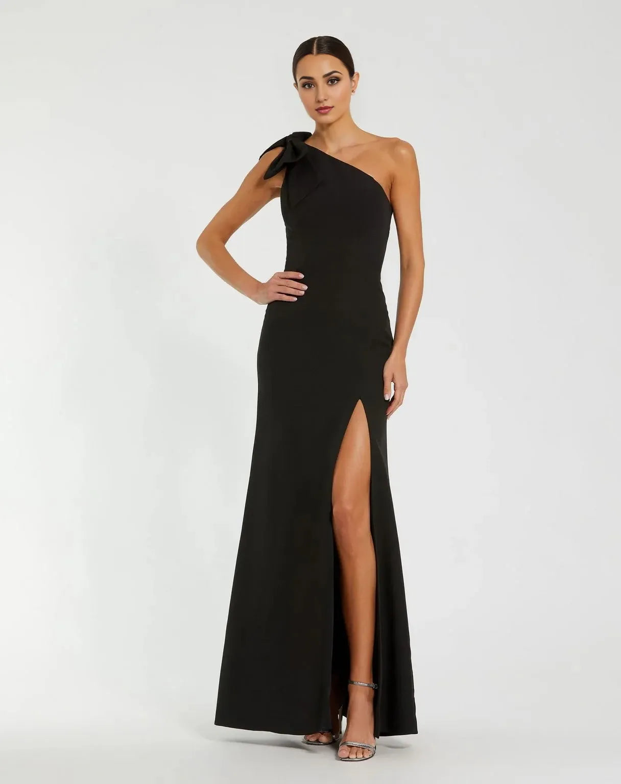 Chic Sheath One Shoulder Single Sleeve Zipper Back Floor Length Prom Dress
