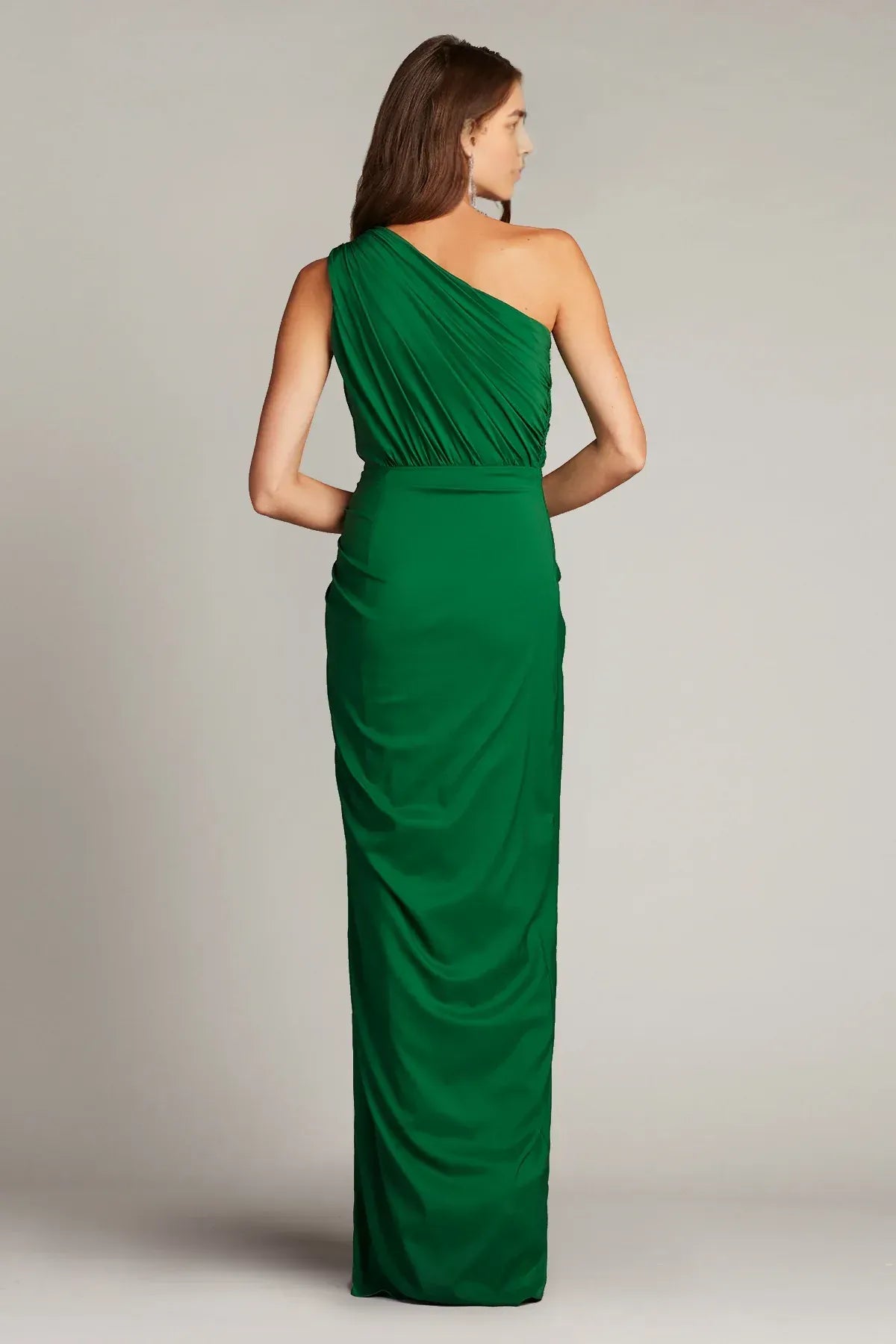 Chic Sheath One-Shoulder Sleeveless Ruched Back Floor Length Prom Dress