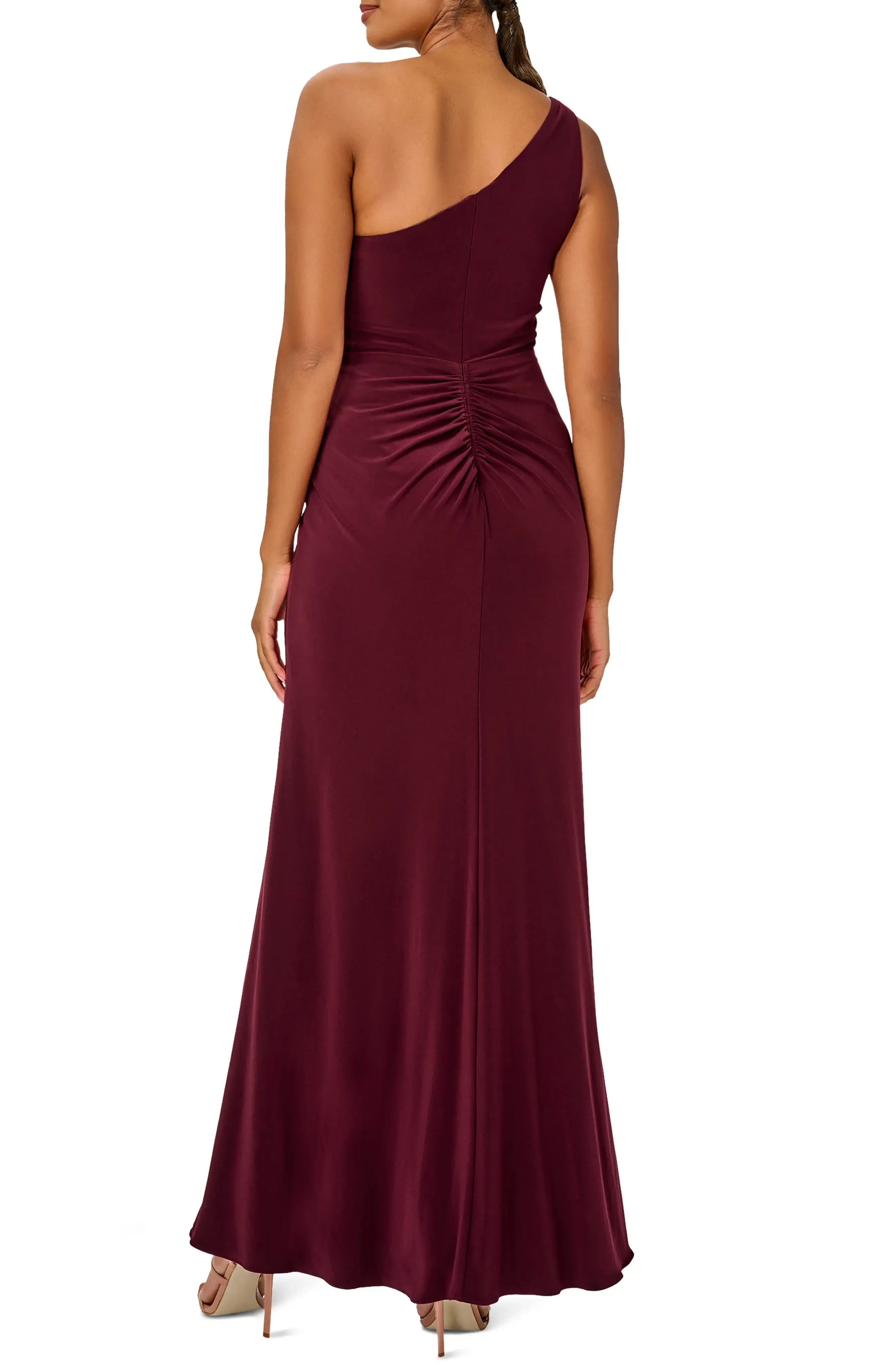 Chic Sheath One Shoulder Sleeveless Ruched Back Maxi For Ladies Evening Dress