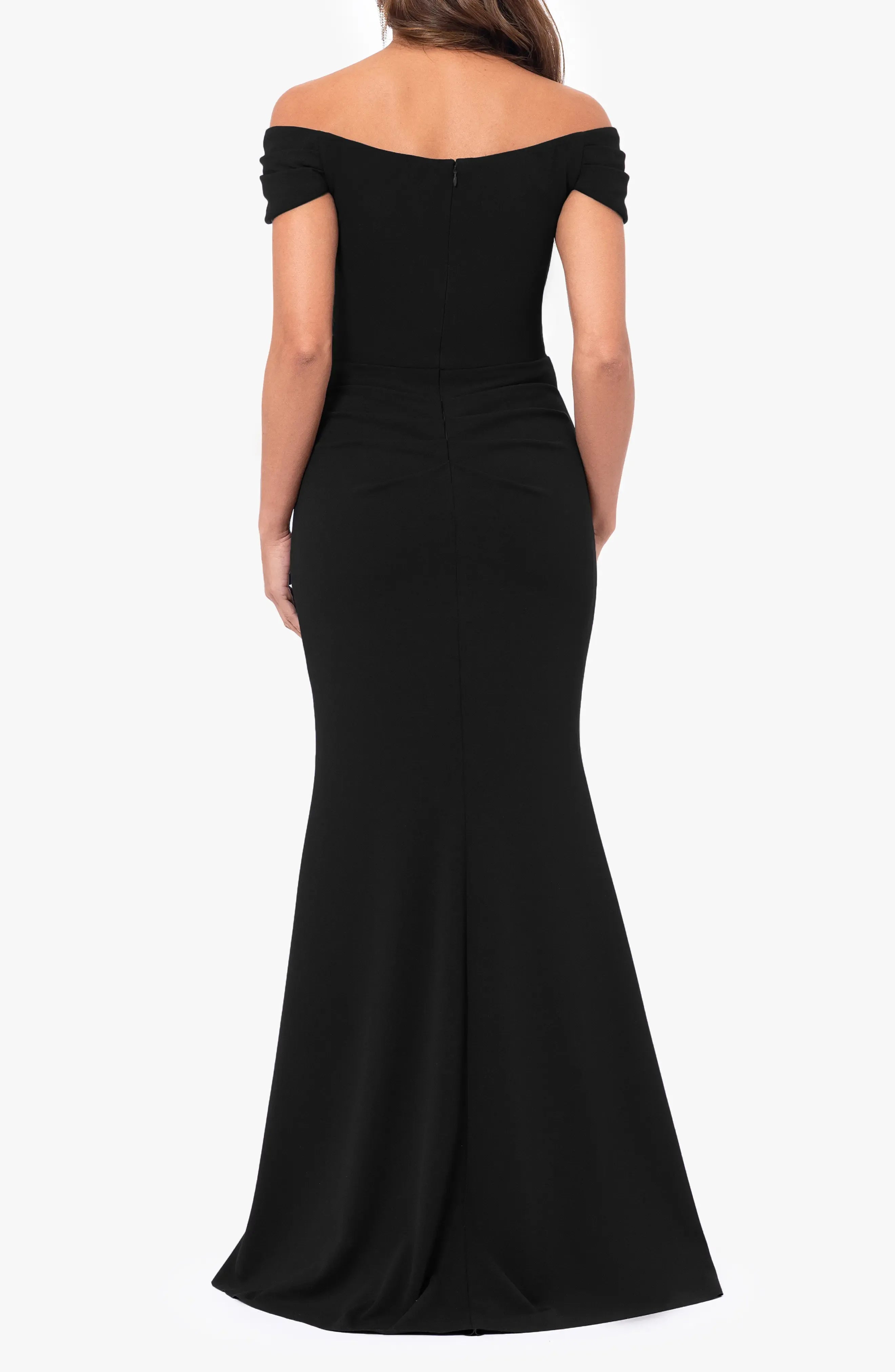 Chic Trumpet Off Shoulder Short Sleeve Ruched Back Maxi For Women Evening Dress