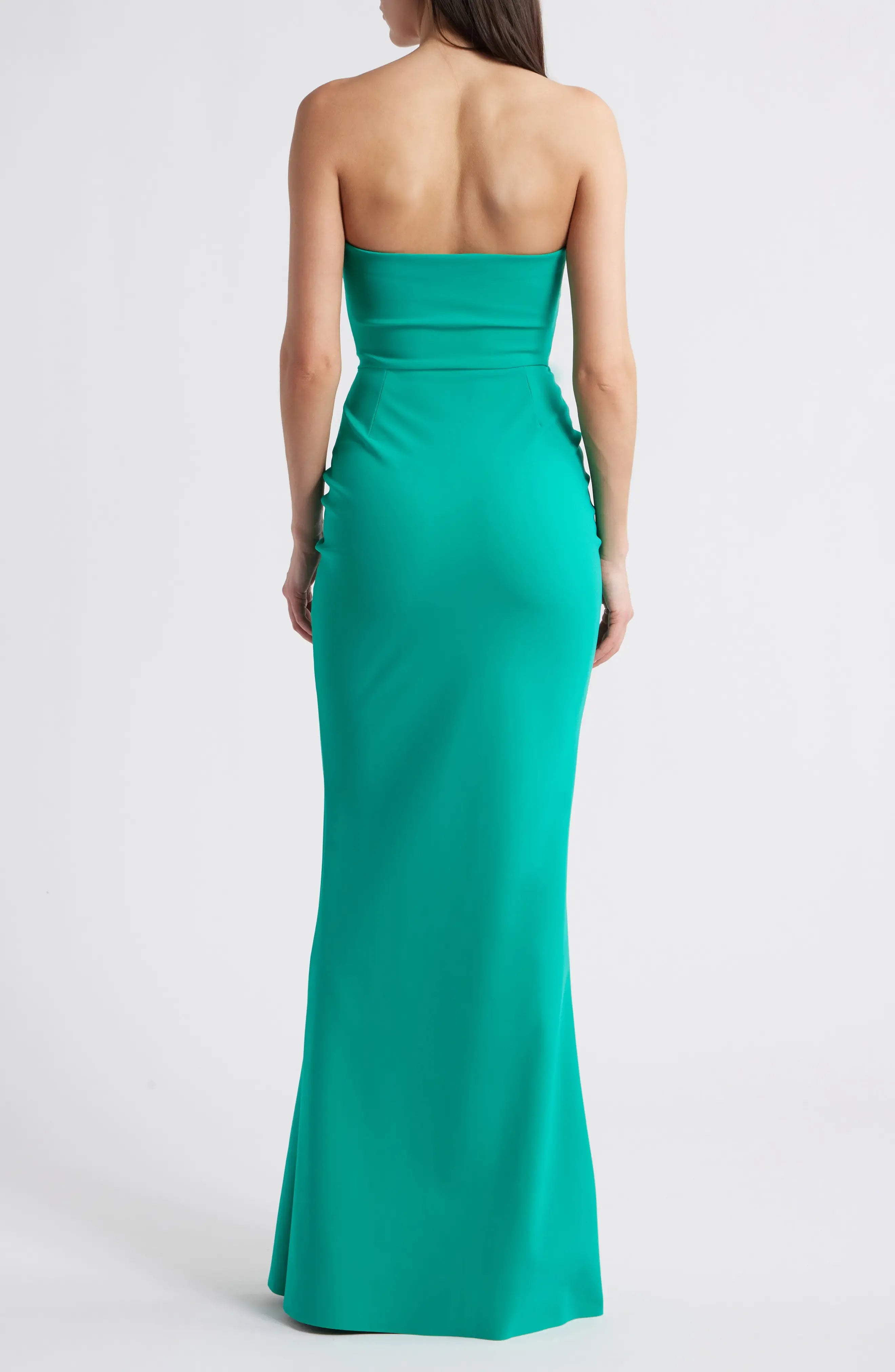 Chic Trumpet Strapless Cross Accent Open Back Maxi For Women Evening Dress