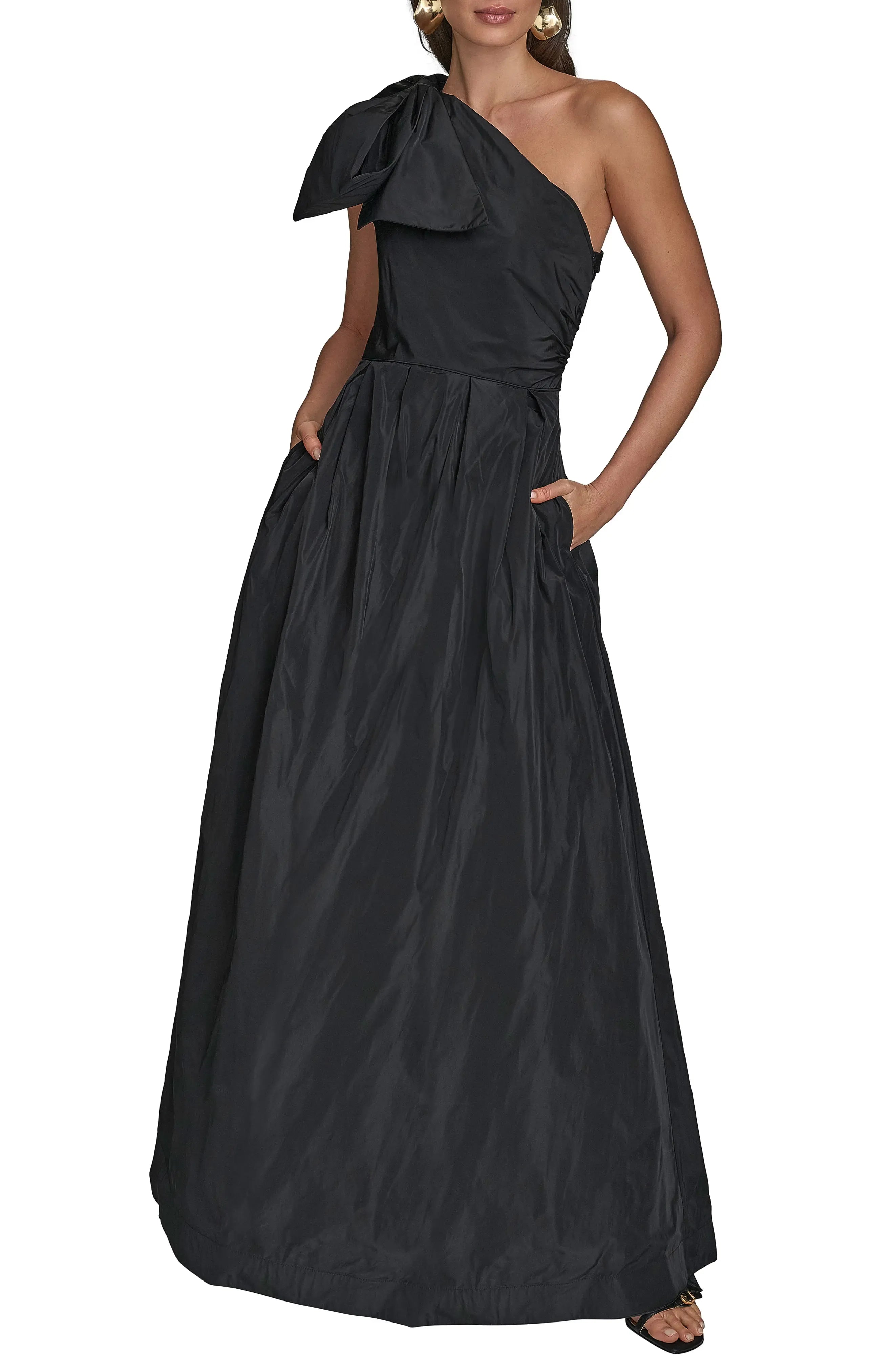 Chic Voluminous One-Shoulder Sleeveless Solid Back Floor Length Hot Sale Prom Dress