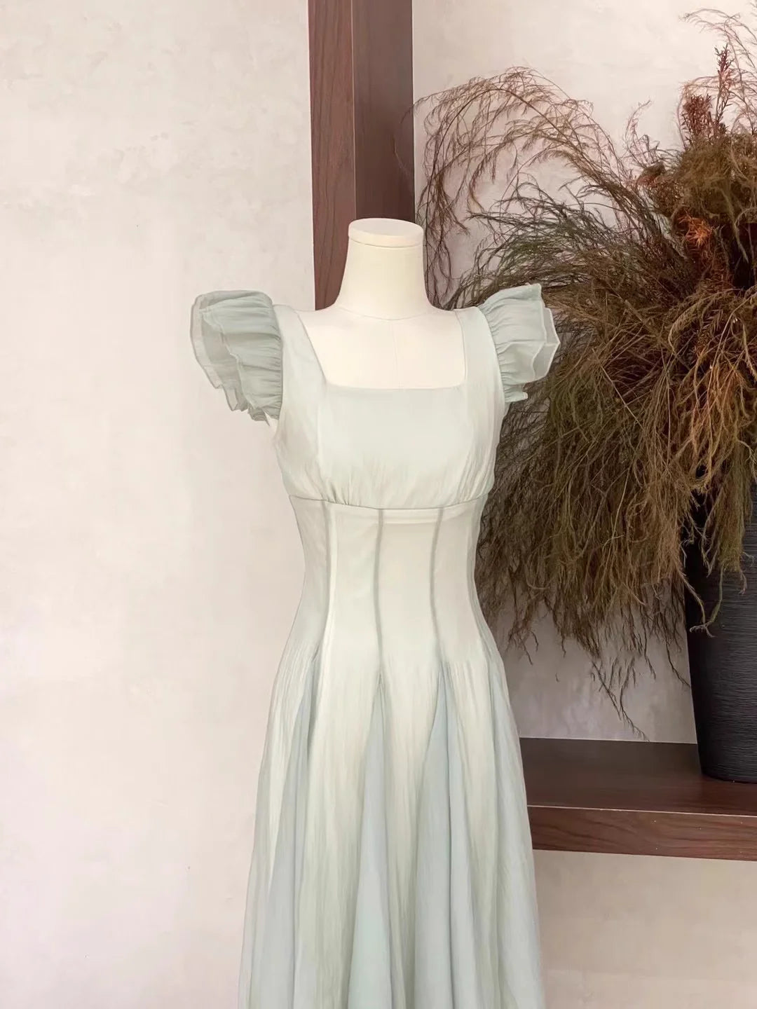 Chic A Line Square Neckline Chiffon Mint Green Women's Holiday Dresses simple gentle atmospheric and unique desi Bring summer colors to enhance whiteness