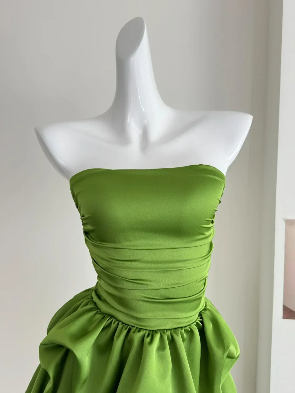 Chic Green Strapless A Line Mini Prom Dress Homecoming Dress simple gentle atmospheric and unique desi Bring summer colors to enhance whiteness