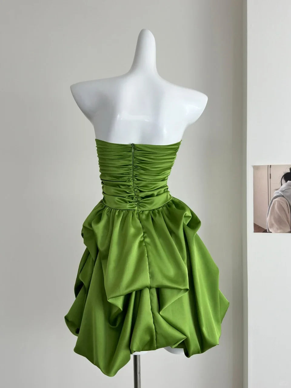 Chic Green Strapless A Line Mini Prom Dress Homecoming Dress simple gentle atmospheric and unique desi Bring summer colors to enhance whiteness