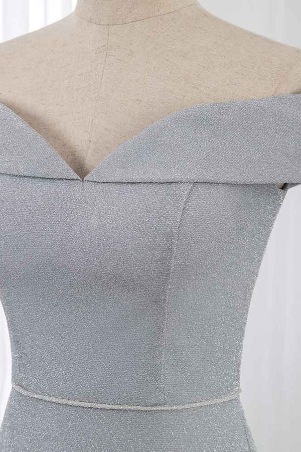 Chic Off-the-Shoulder Sleeveless Long Prom Dresses with Front Slit Simple gentle atmospheric and unique design