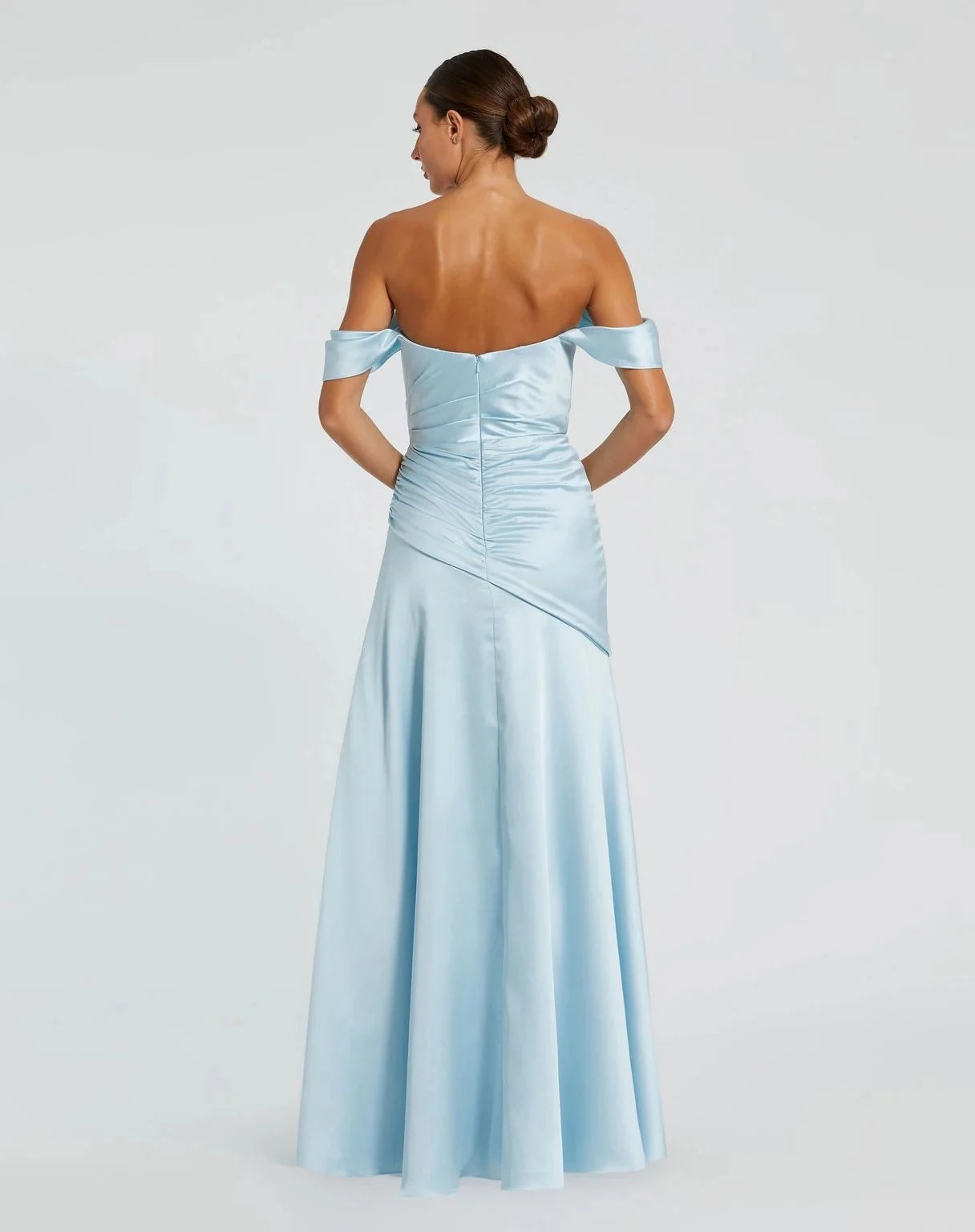 Classic A-Line Off-Shoulder Sleeveless Zipper Back Floor Length Prom Dress