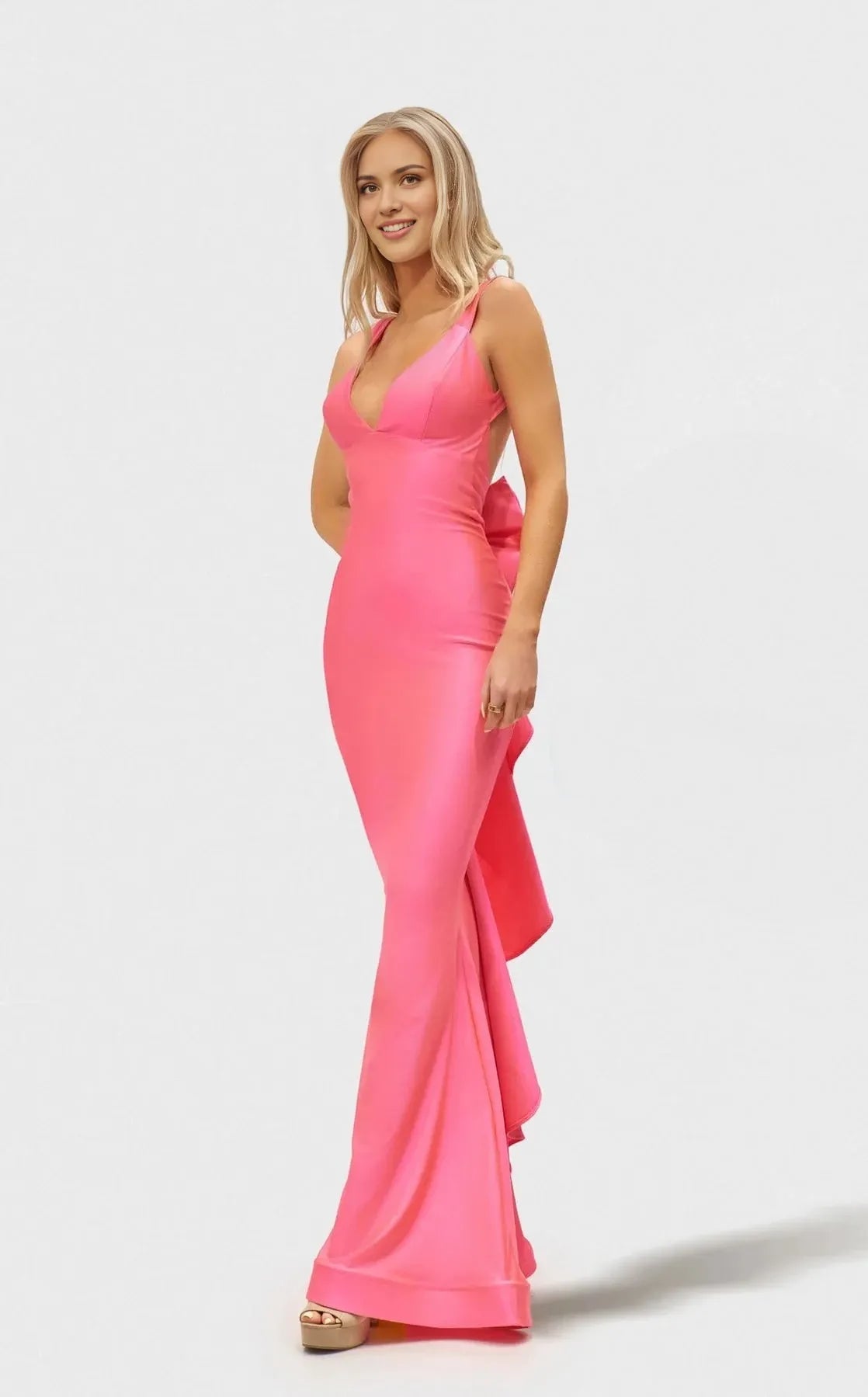 Classic Mermaid V-Neck Sleeveless Open-Back Floor-Length Prom Dress