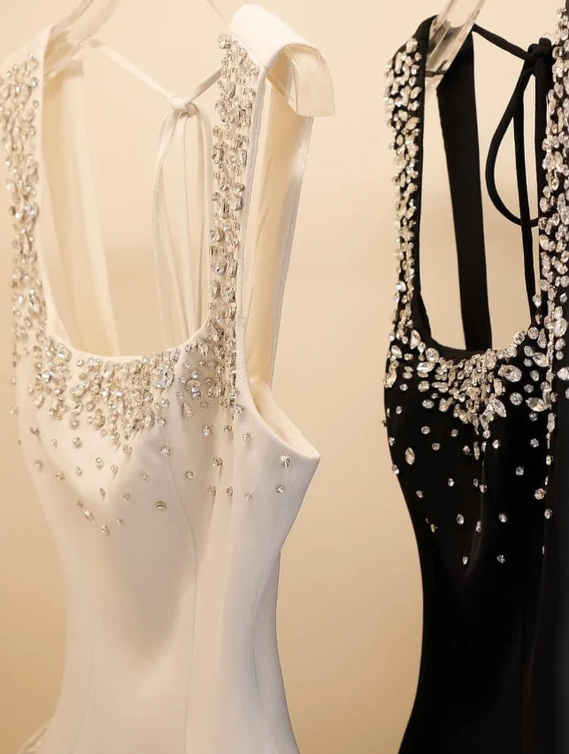 Classic Black Shiny Rhinestone A Line Straps Satin Short Homecoming Dress Cocktail Dress simple gentle atmospheric and unique desi Bring summer colors to enhance whiteness