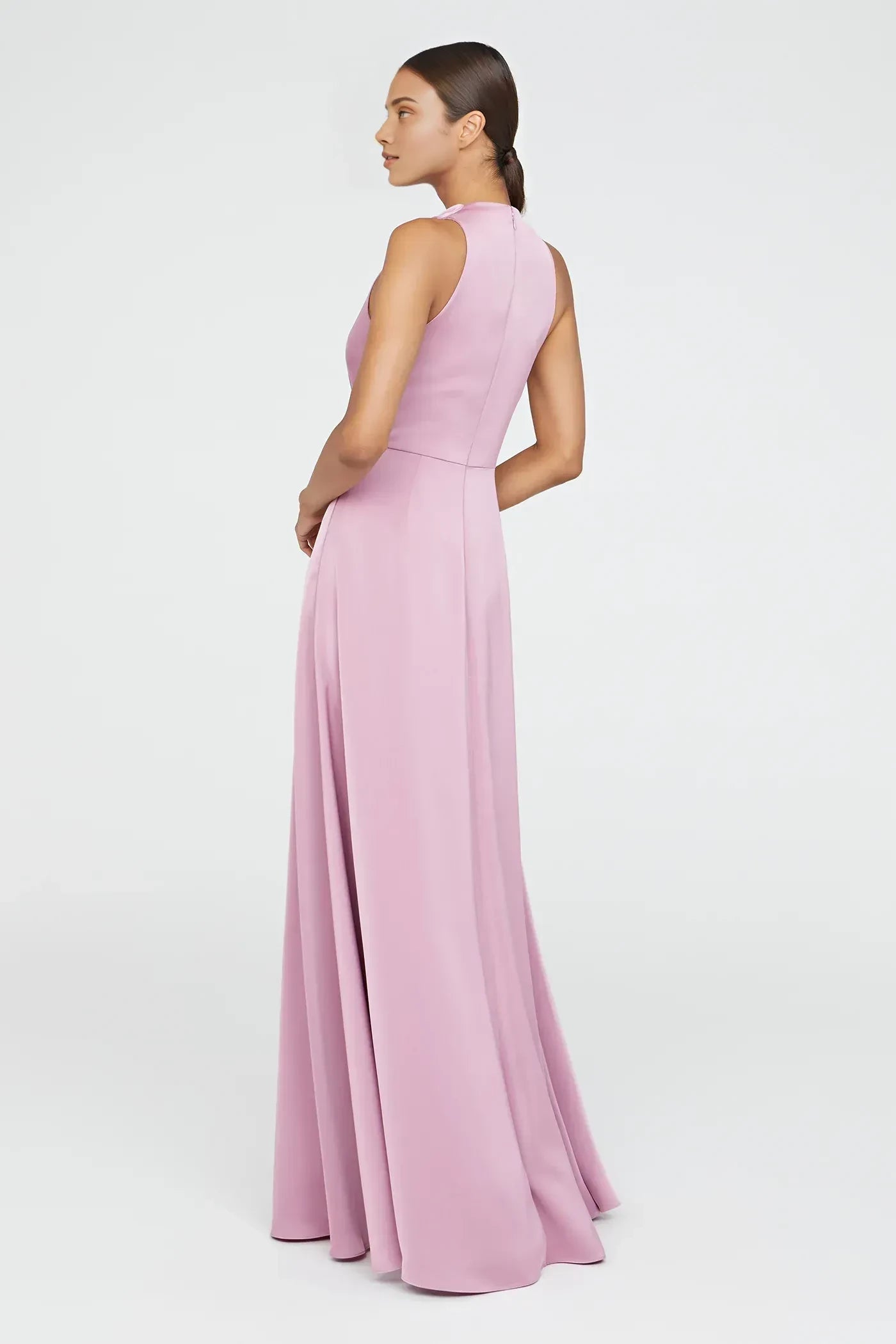 Classy A Line Cowl Neck Sleeveless Back Zipper Floor Length Prom Dress