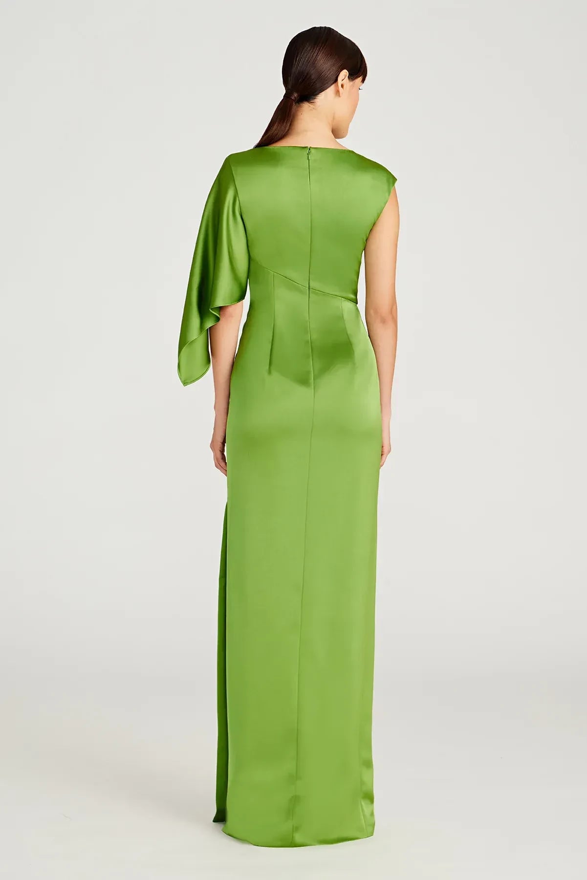 Classy Sheath One Shoulder Ruffled Sleeve Back Zipper Floor Length Prom Dress