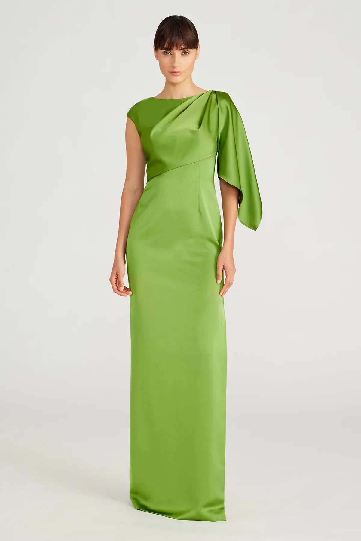 Classy Sheath One Shoulder Ruffled Sleeve Back Zipper Floor Length Prom Dress