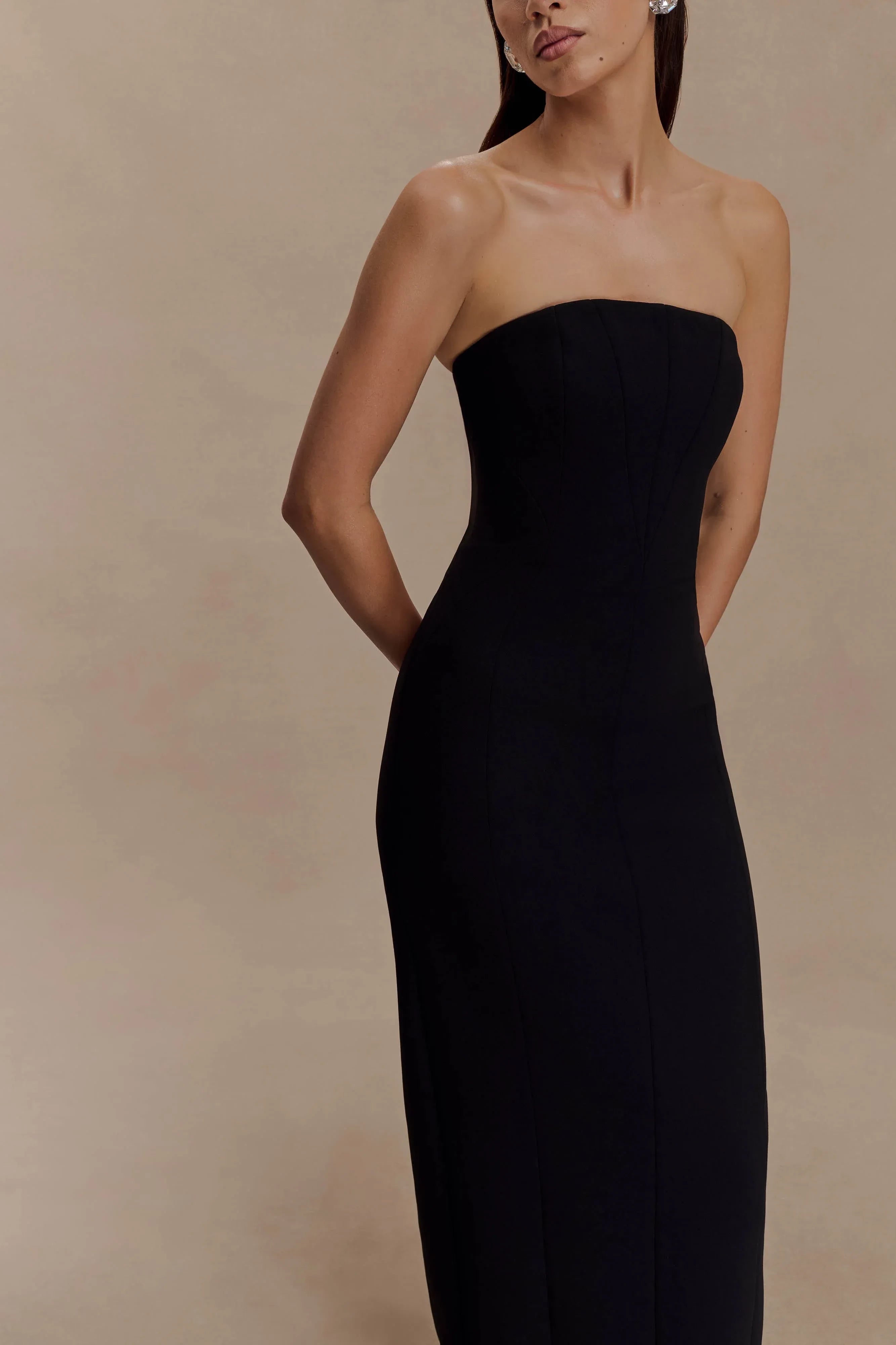 Classy Sheath Strapless Sleeveless Zipper Back Floor Length Prom Dress