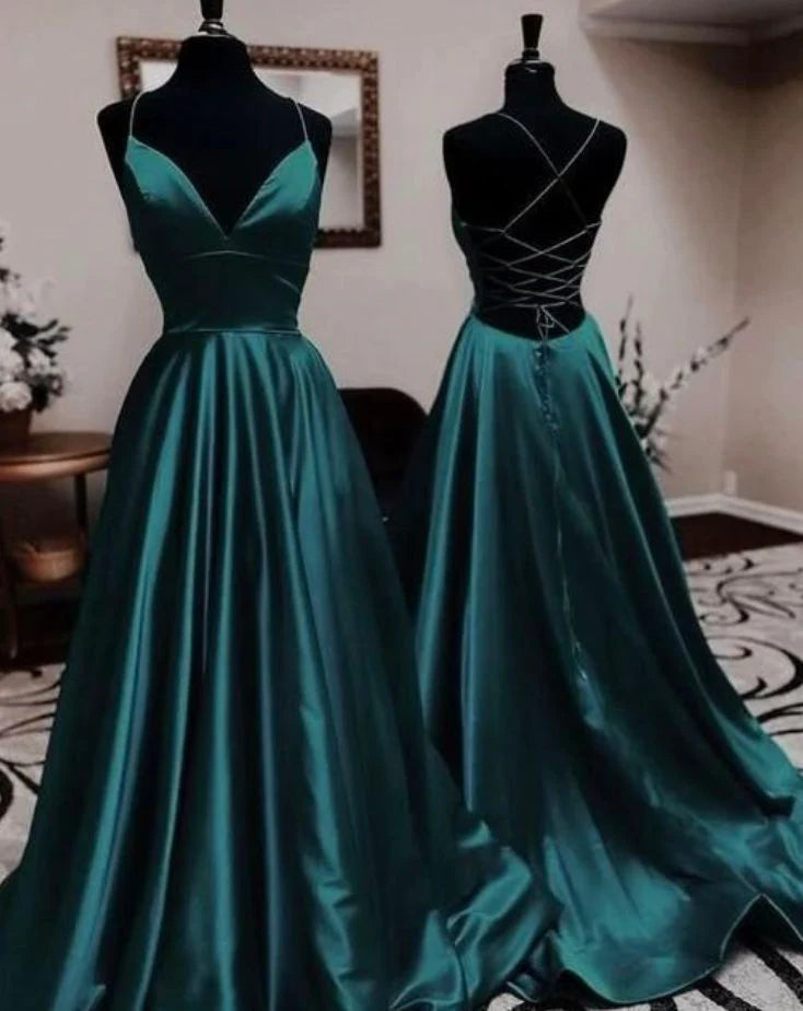 Classy A Line Spaghetti Straps Green Backless Formal Prom Gown Summer Wedding Guest Dress Bridal Guest Dresses Wedding Outfits For Guest simple gentle atmospheric and unique desi Bring summer colors to enhance whiteness