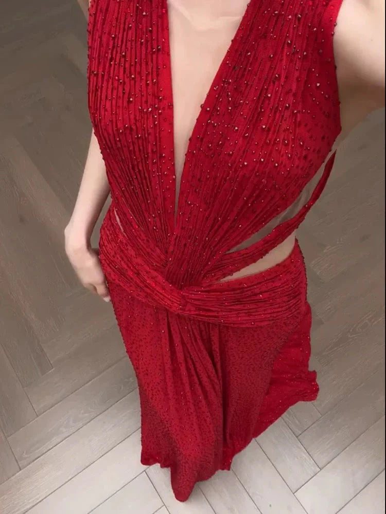 Classy A Line V Neck Red Long Prom Gown Summer Wedding Guest Dress Bridal Guest Dresses Wedding Outfits For Guest   simple gentle atmospheric and unique desi Bring summer colors to enhance whiteness