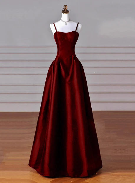 Classy A line Spaghetti Straps Sleeveless Satin Prom Dresses Red Summer Wedding Guest Dresses Wedding Guest Outfit simple gentle atmospheric and unique desi Bring summer colors to enhance whiteness